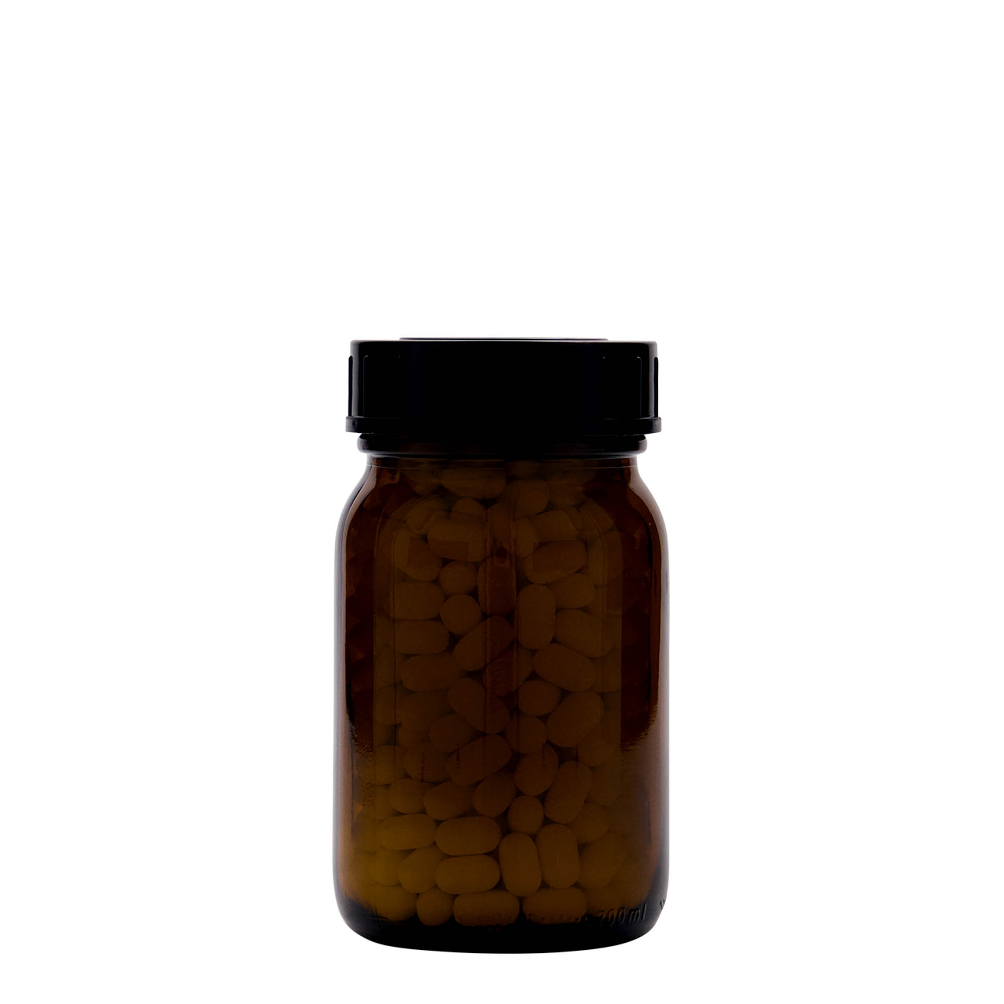 Frasco de pescoço largo de 200 ml, castanho, boca: DIN 55
