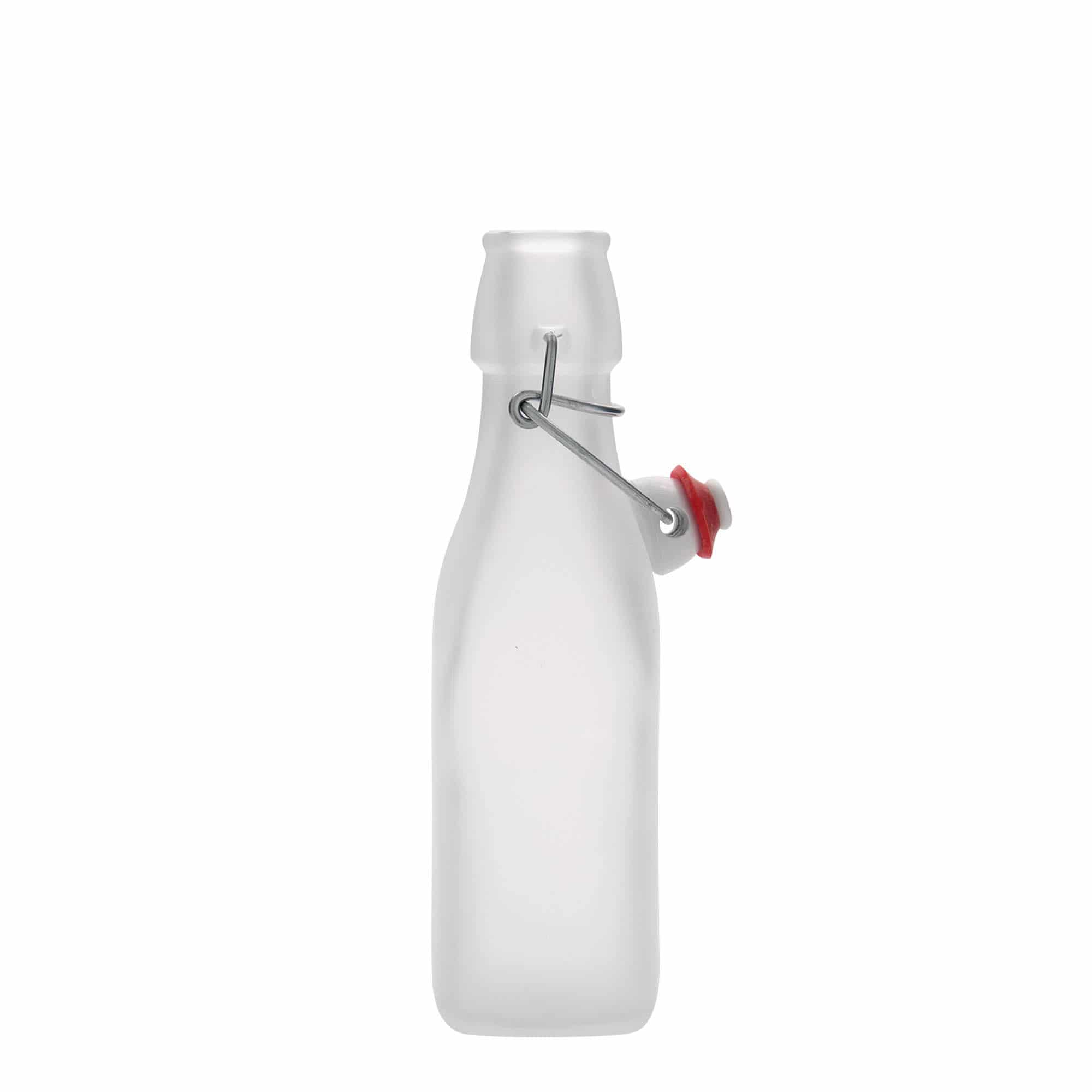 Frasco de vidro de 250 ml 'Swing, quadrado, branco, boca: fecho de alavanca' Frasco de vidro de 250 ml 'Swing, quadrado, branco, boca: fecho de alavanca'