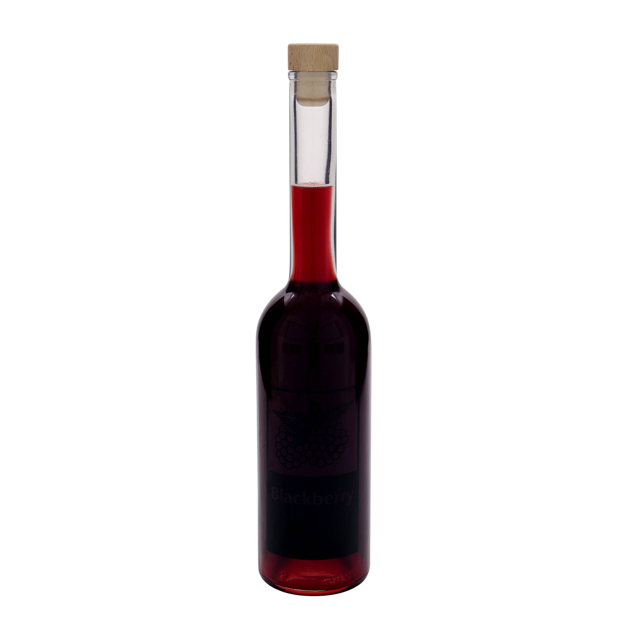 Garrafa de vidro de 500 ml 'Opera', motivo: Amora, bocal: Cortiça Garrafa de vidro de 500 ml 'Opera', motivo: Amora, bocal: Cortiça