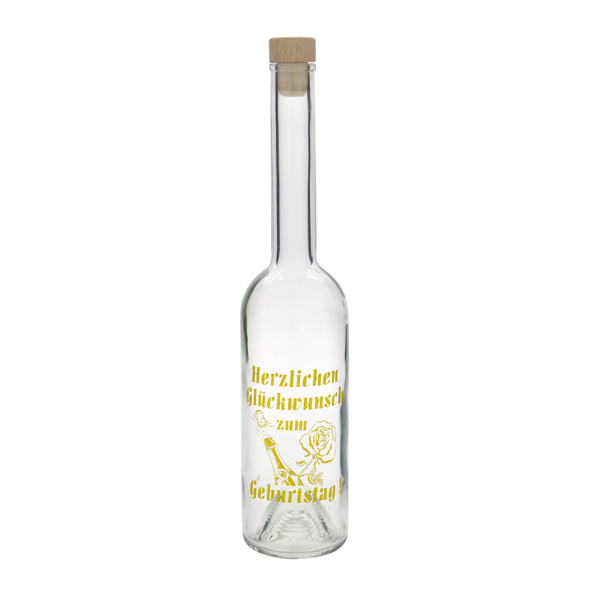 Garrafa de vidro de 500 ml 'Ópera', motivo: garrafa de aniversário, gargalo: cortiça