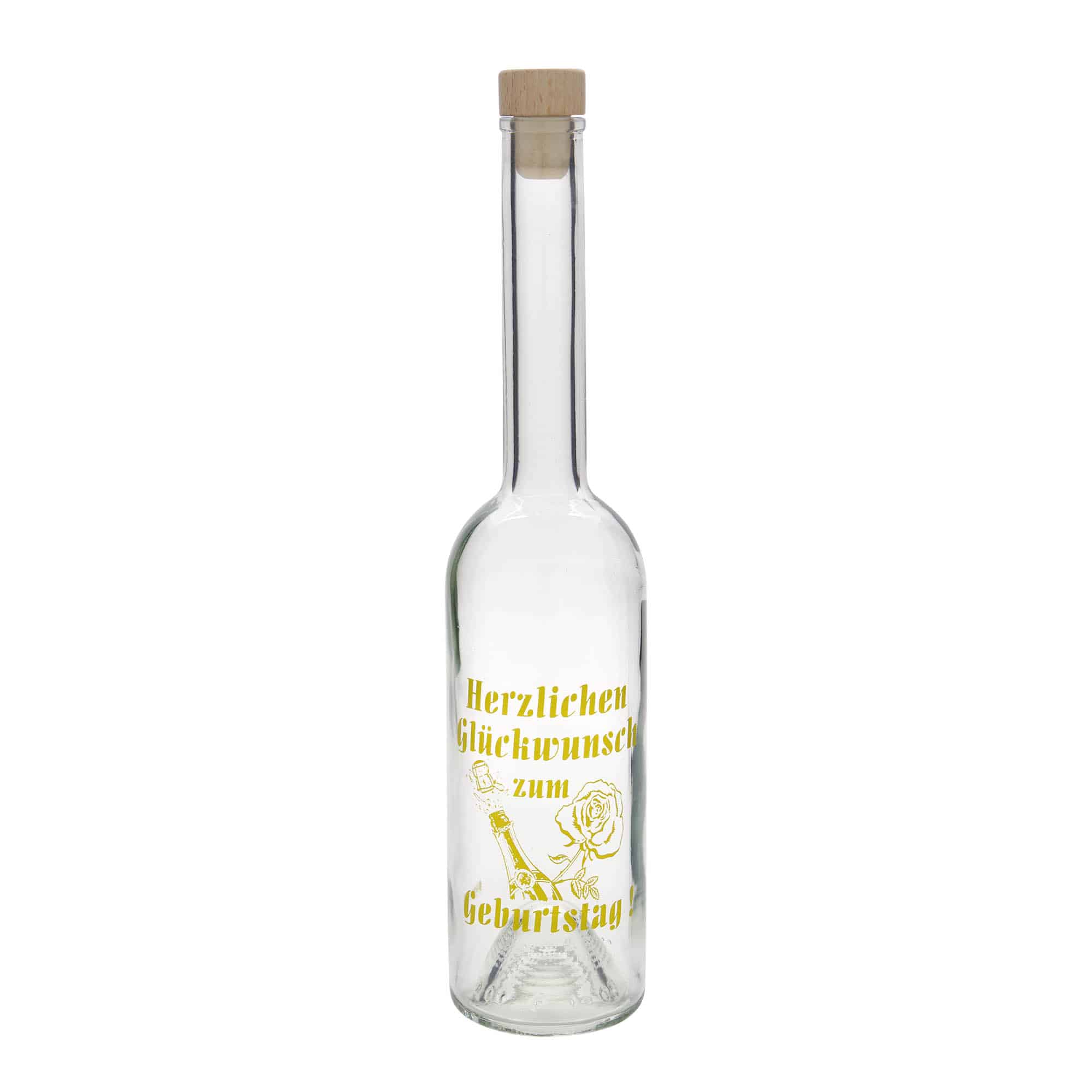 Garrafa de vidro de 500 ml 'Ópera', motivo: garrafa de aniversário, gargalo: cortiça