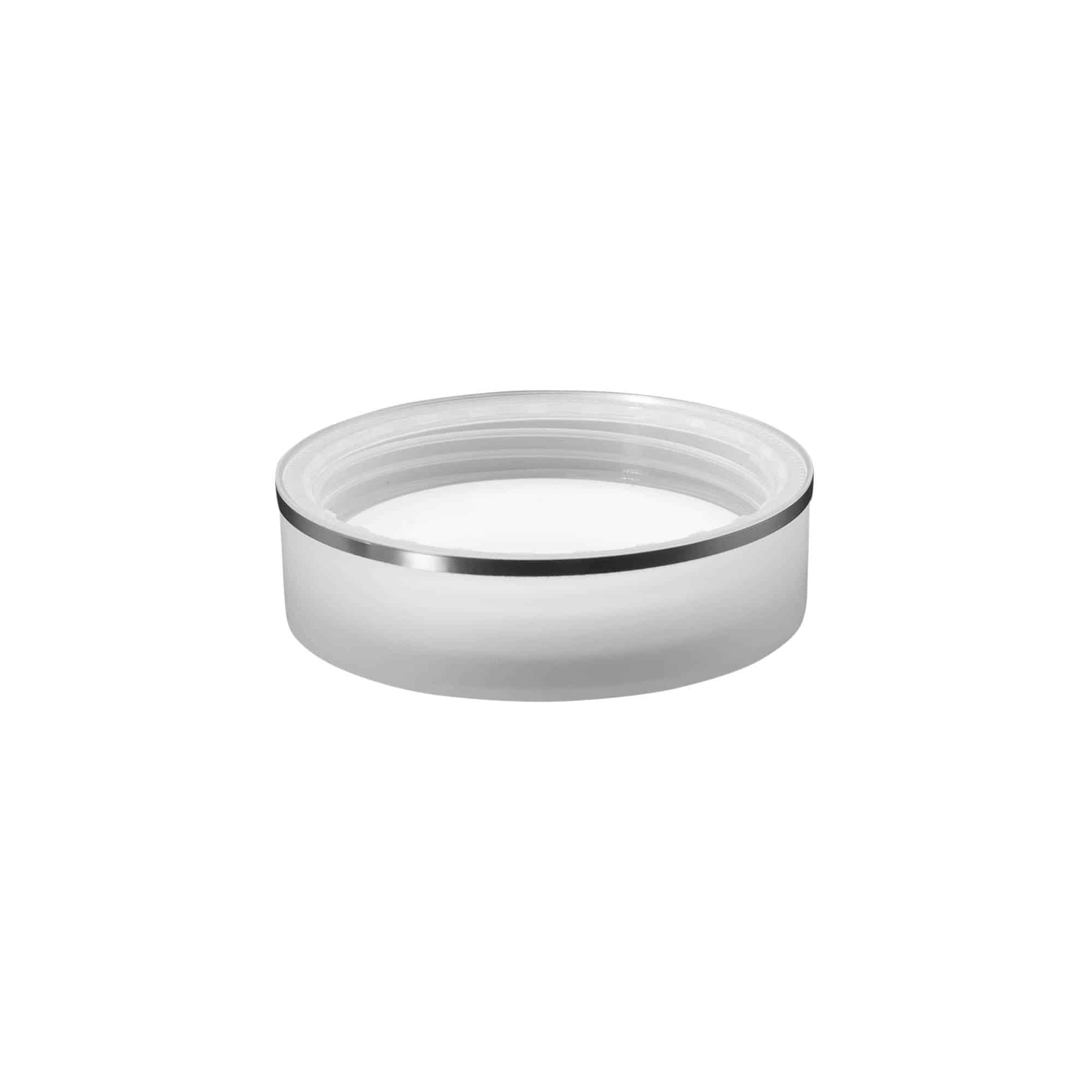 Tampa de rosca 'Edição Clear/Platina', plástico PP, branco, para bocal: 70/2P