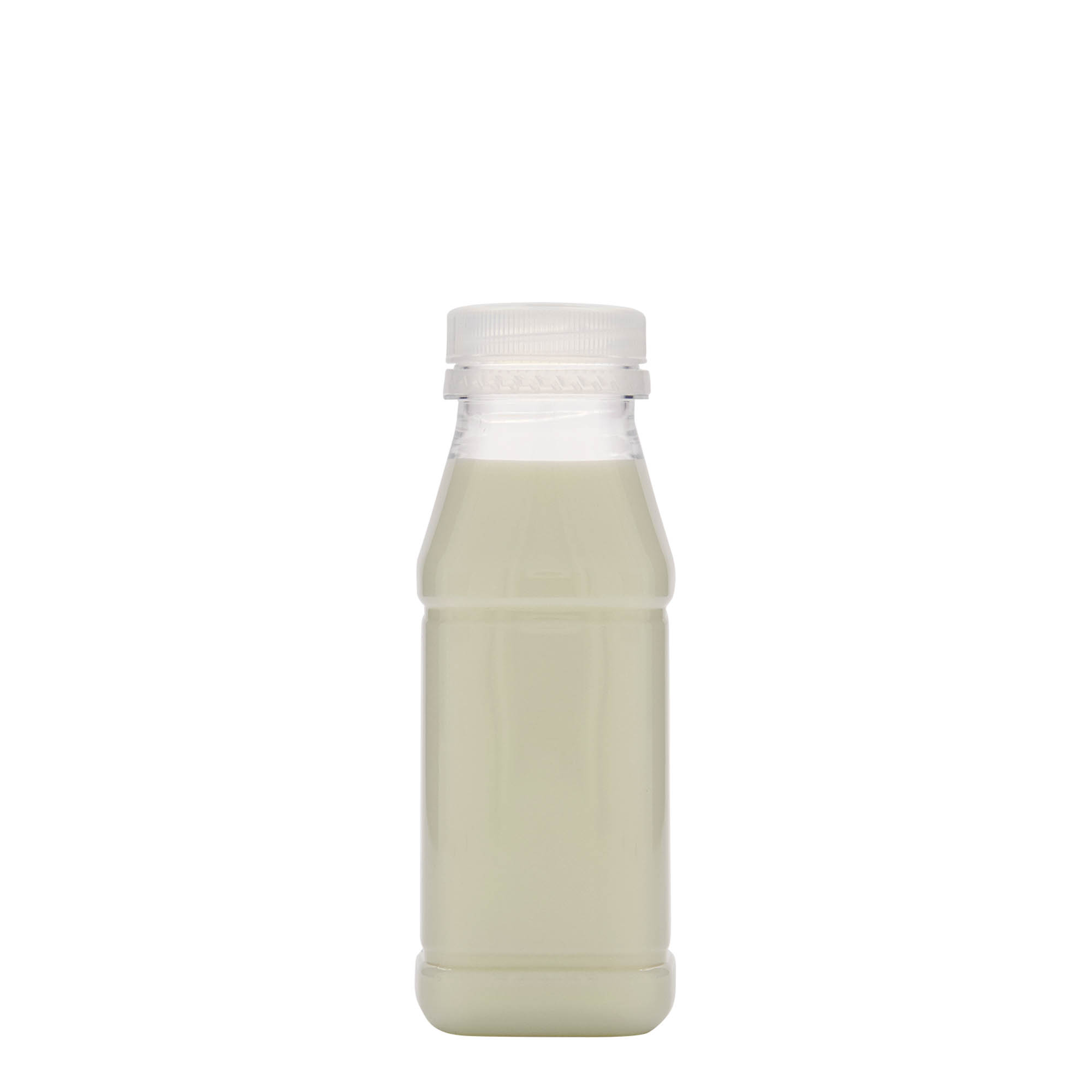 Frasco PET de 250 ml 'Milk and Juice Carré', quadrado, plástico, boca: 38 mm Frasco PET de 250 ml 'Milk and Juice Carré', quadrado, plástico, boca: 38 mm