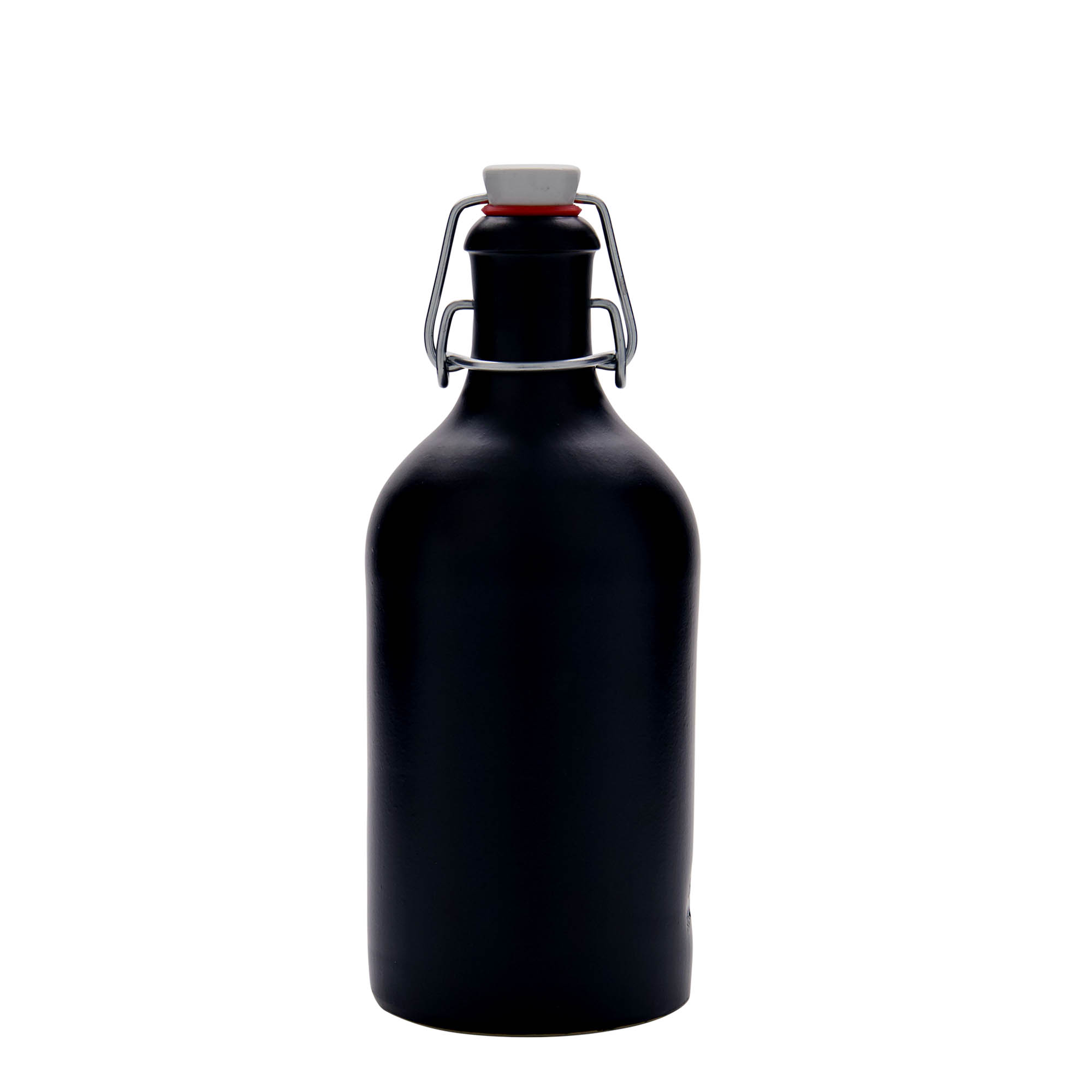 Jarro de barro 500 ml, grés, preto, abertura: fecho de mola