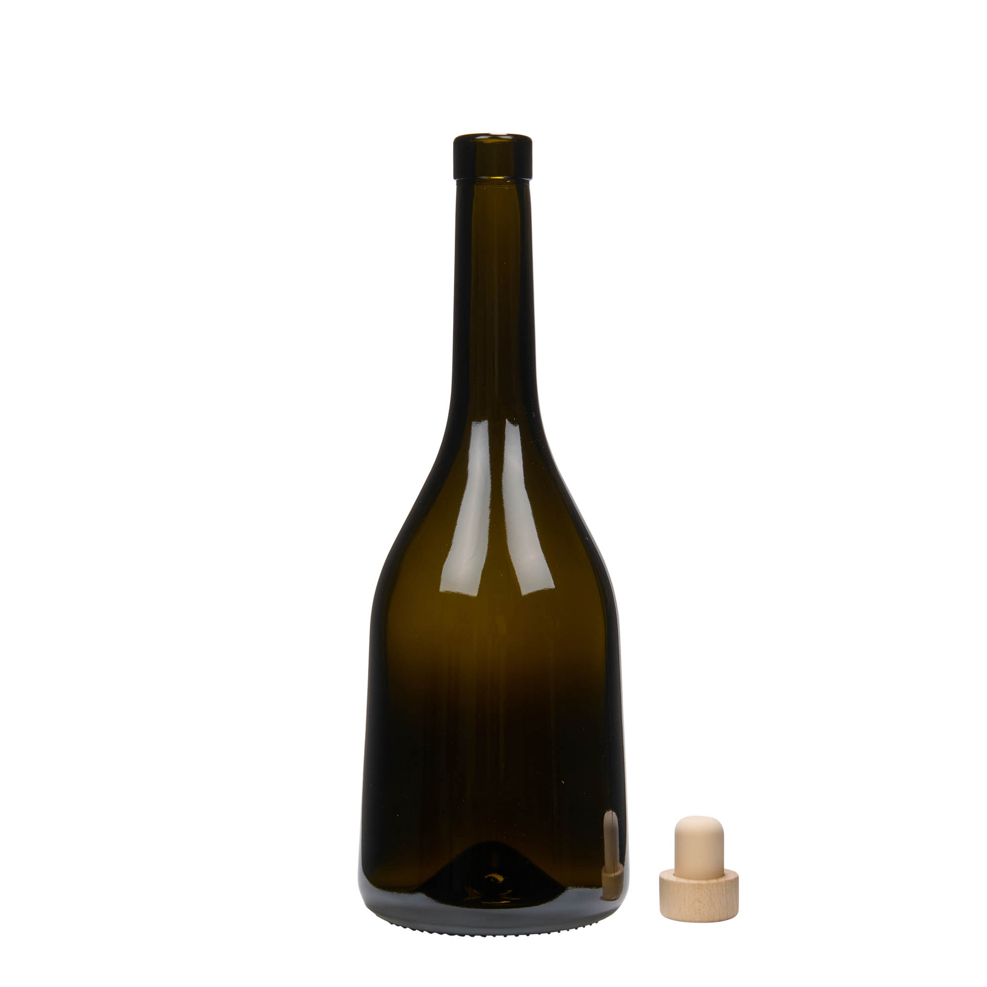 Garrafa de vidro de 750 ml 'Rustica', verde antigo, boca: cortiça