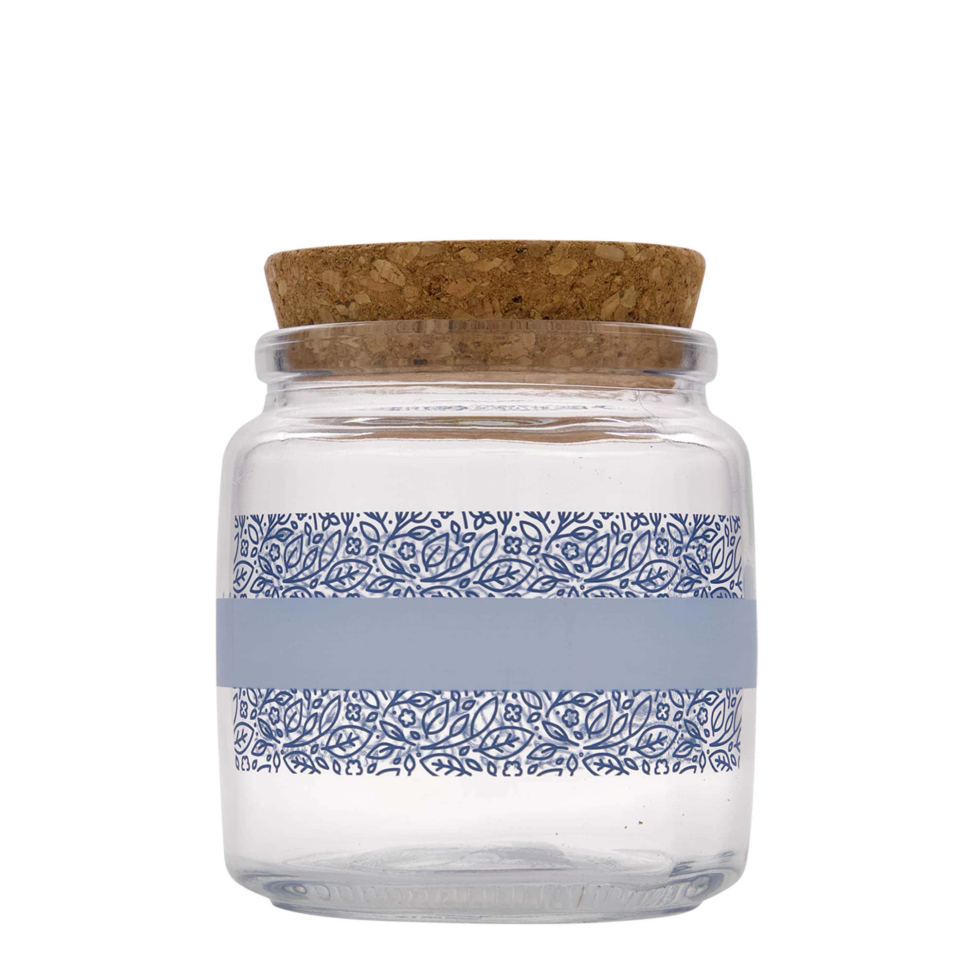 750 ml vidro com rolha 'Giara', motivo: Naturalmente azul, boca: rolha