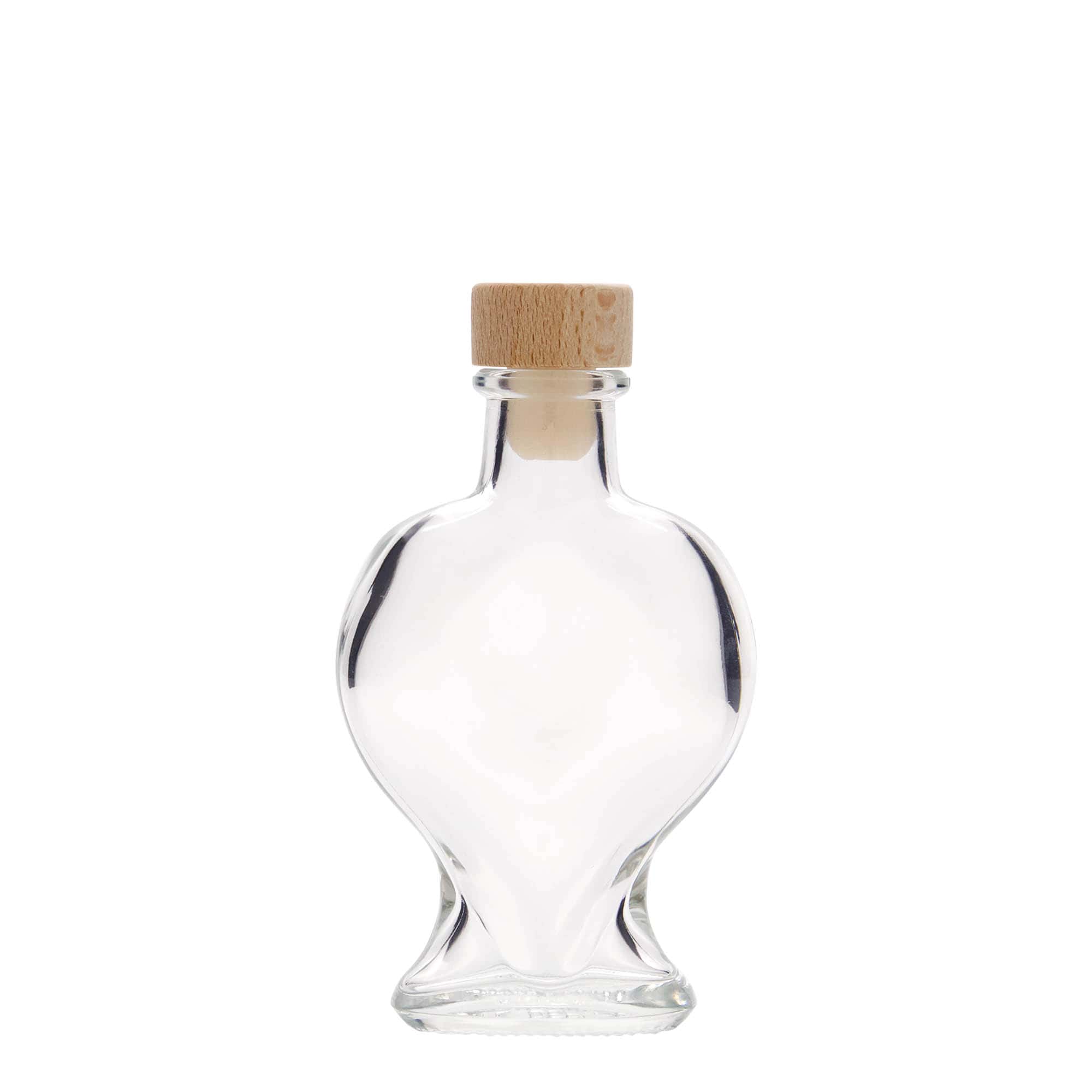 Frasco de vidro de 100 ml 'Coração', boca: cortiça