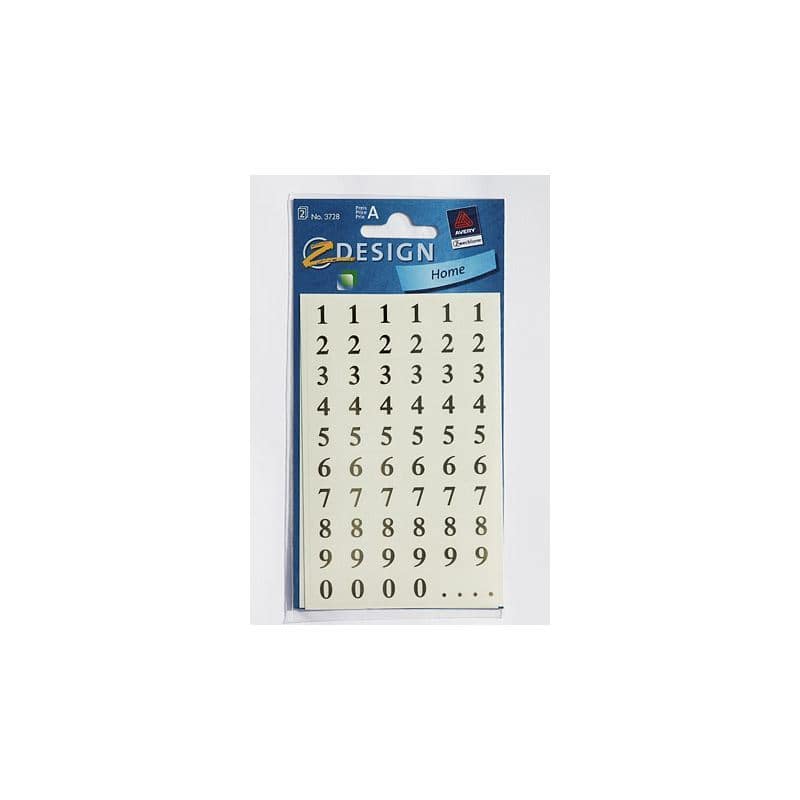 Autocolantes Zweckform 'Números 1-9', plástico, dourado