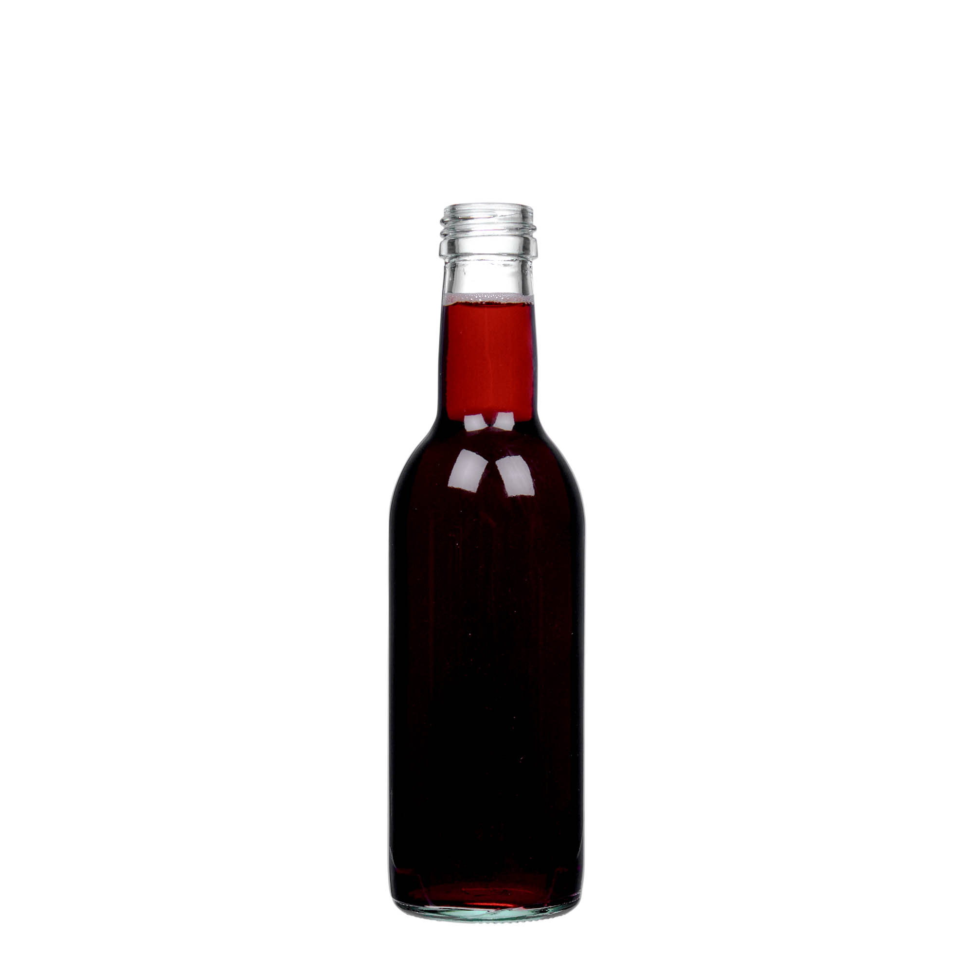Garrafa de vidro de 250 ml 'Bordeaux', Boca: PP 28 Garrafa de vidro de 250 ml 'Bordeaux', Boca: PP 28