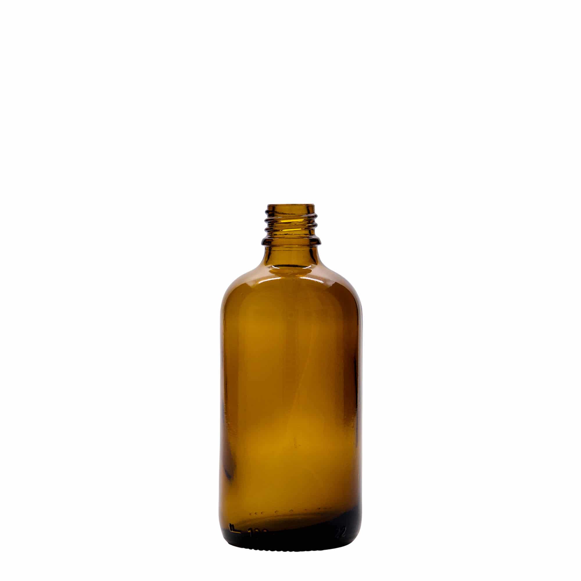 100 ml Frasco de medicamentos com dispensador de bomba, vidro, castanho, boca: DIN 18