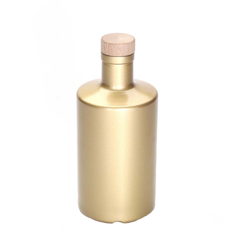 Garrafa de vidro 500 ml 'Caroline', dourada, abertura: cortiça
