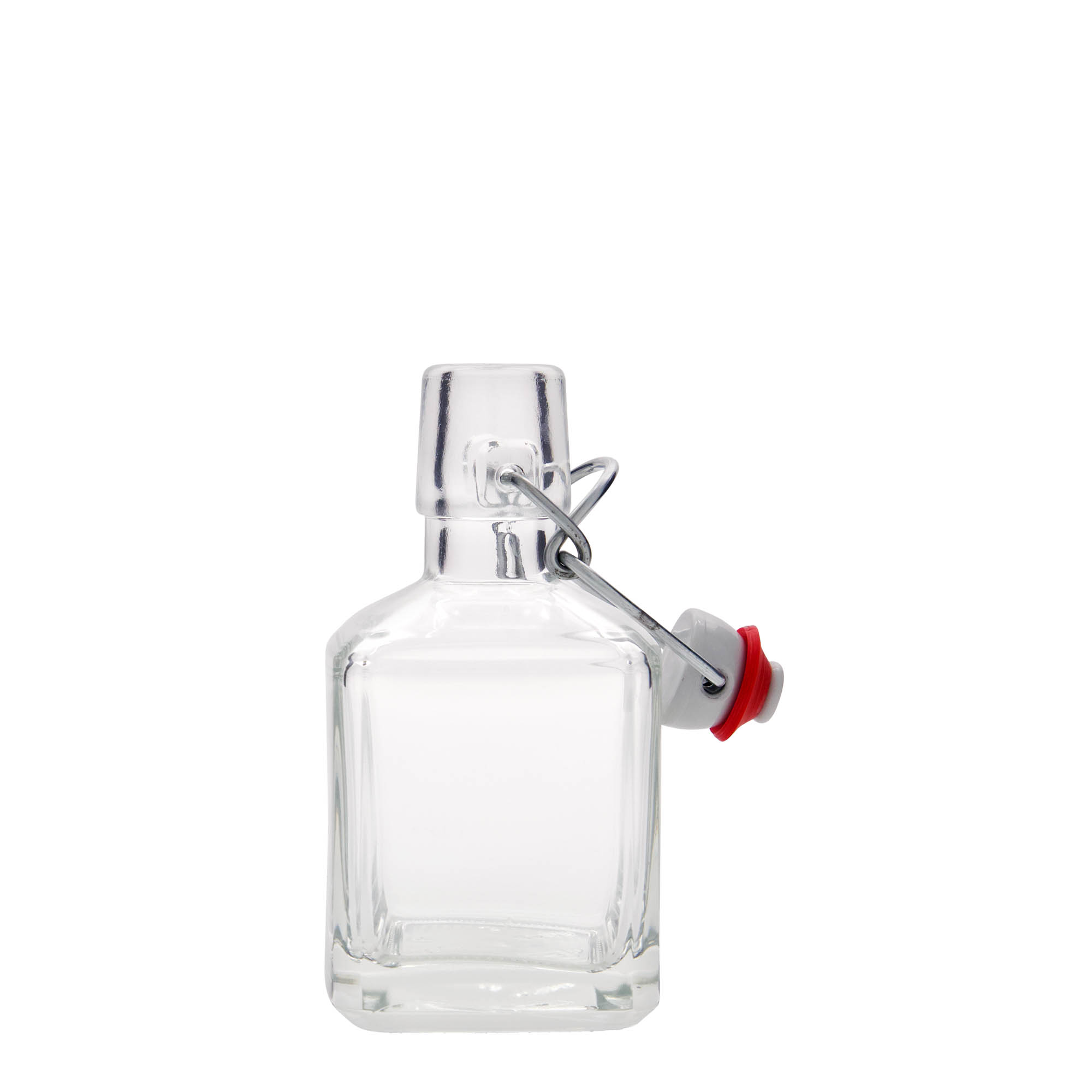 Garrafa de vidro de 200 ml 'Kubica', quadrada, bocal: fecho de alavanca Garrafa de vidro de 200 ml 'Kubica', quadrada, bocal: fecho de alavanca