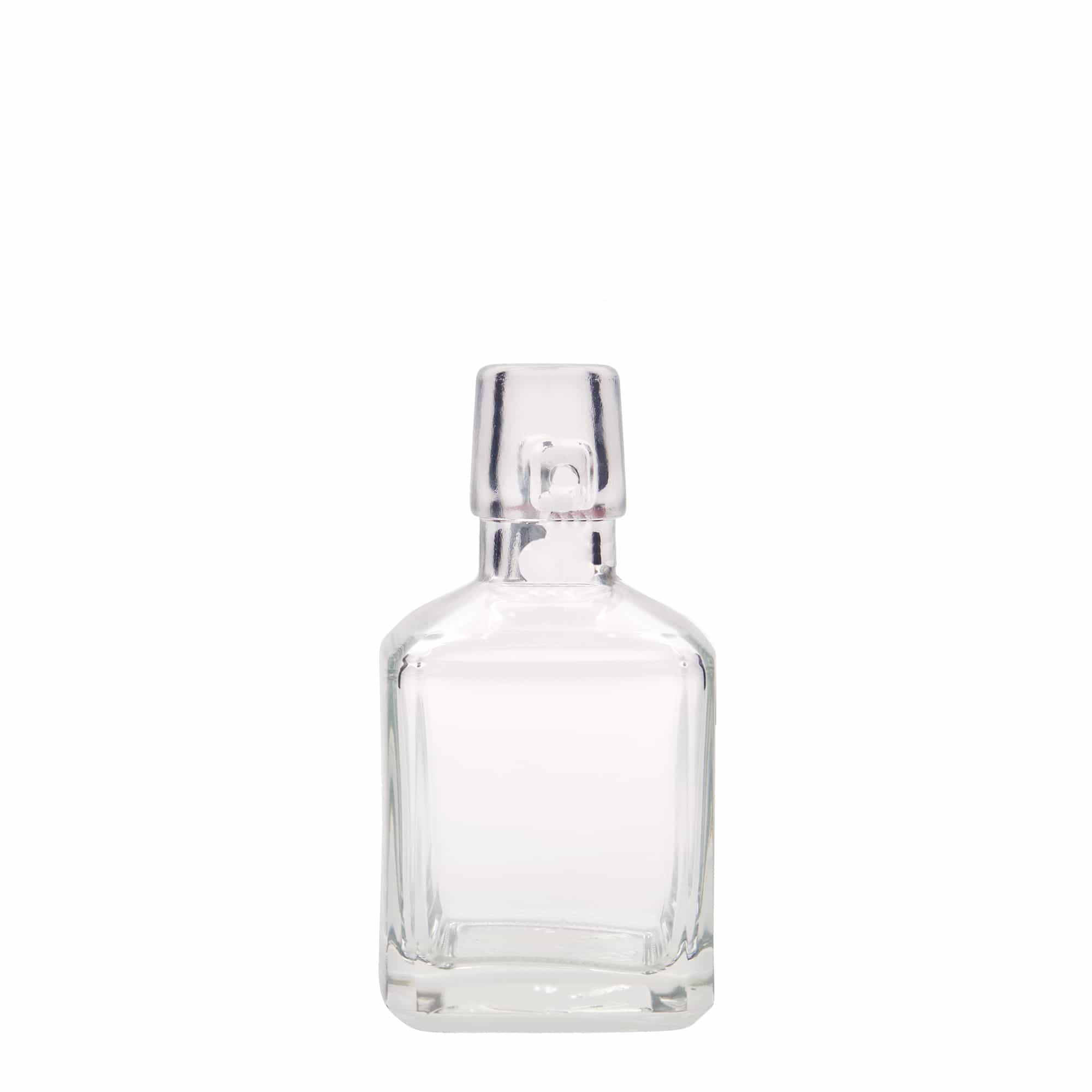 Garrafa de vidro de 200 ml 'Kubica', quadrada, bocal: fecho de alavanca