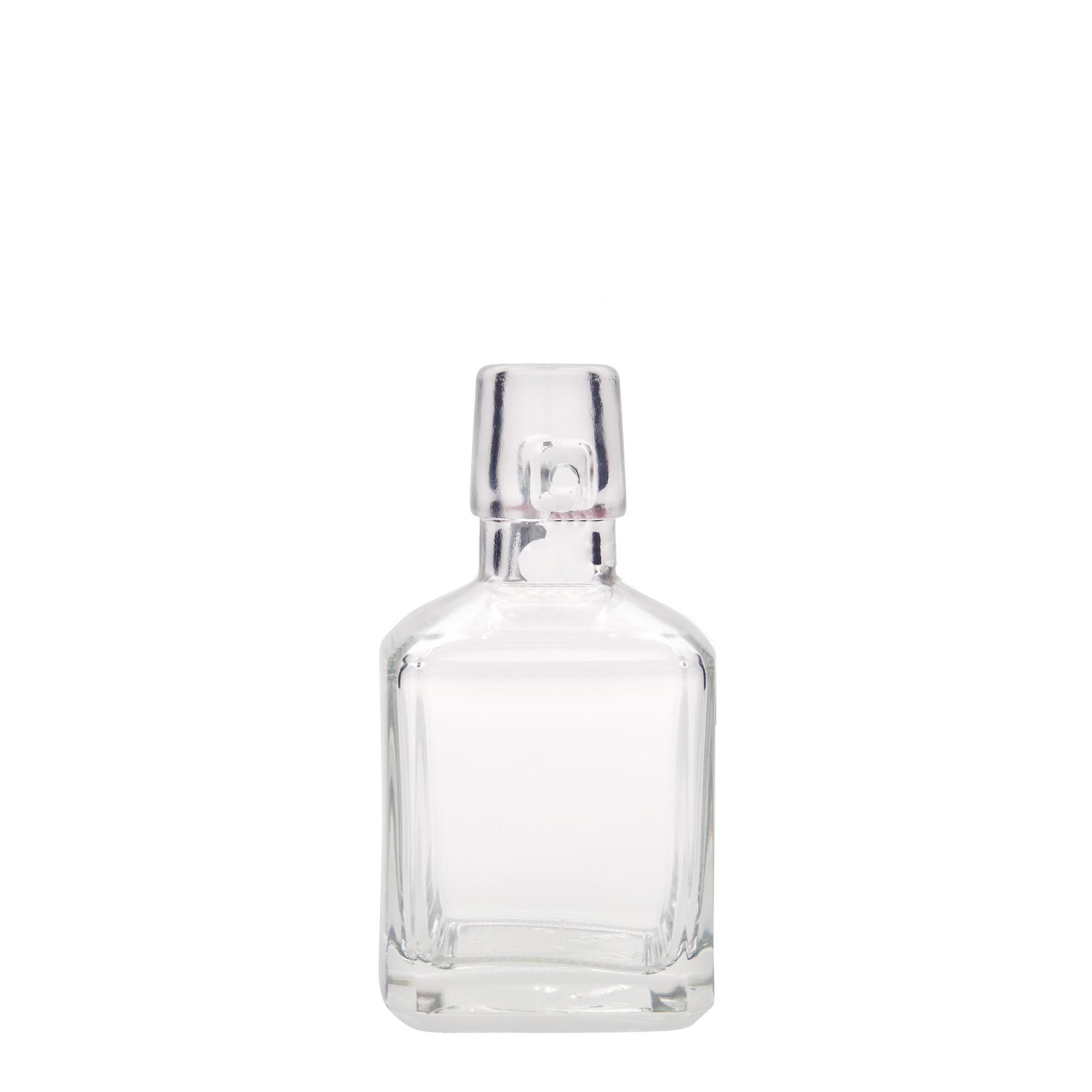 Garrafa de vidro de 200 ml 'Kubica', quadrada, bocal: fecho de alavanca Garrafa de vidro de 200 ml 'Kubica', quadrada, bocal: fecho de alavanca