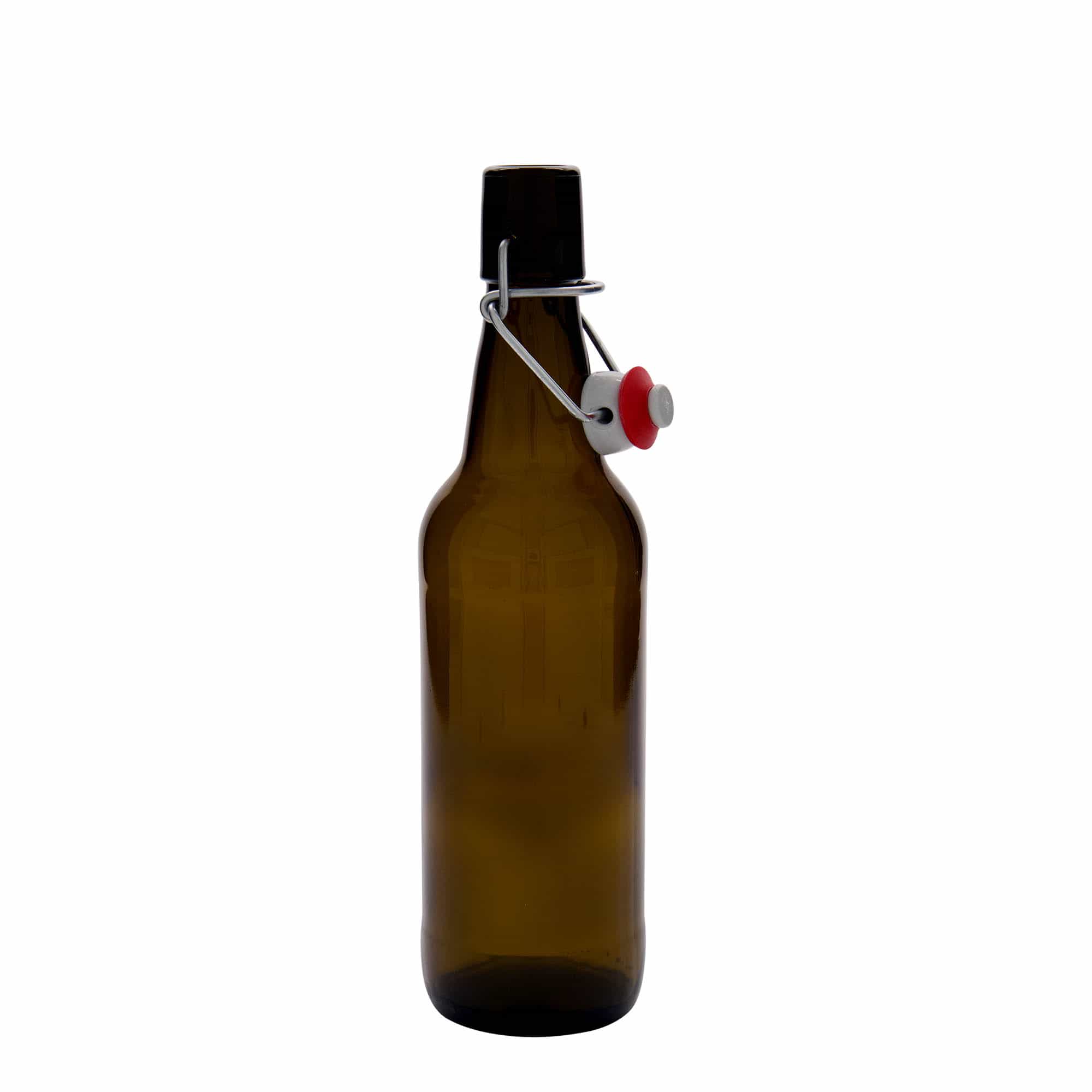 Garrafa de cerveja de 500 ml, vidro, castanha, boca: fecho de mola