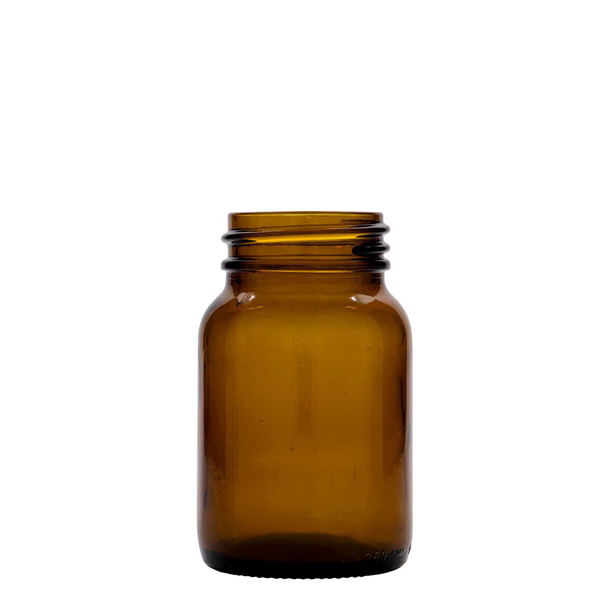 250 ml Frasco de boca larga, castanho, vidro, boca: DIN 55