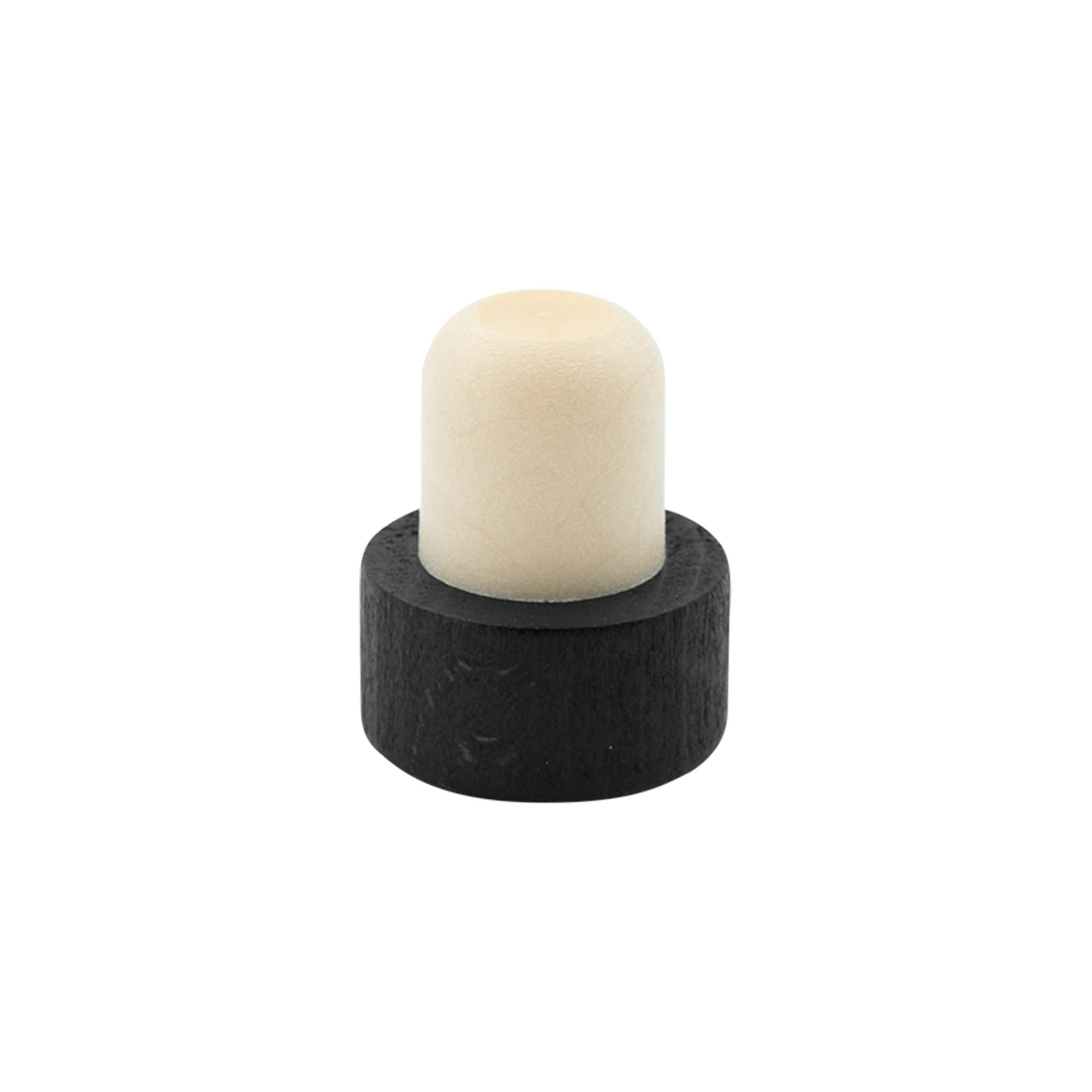 Rolha de aperto 19 mm, madeira/plástico, preta, para bocal: cortiça