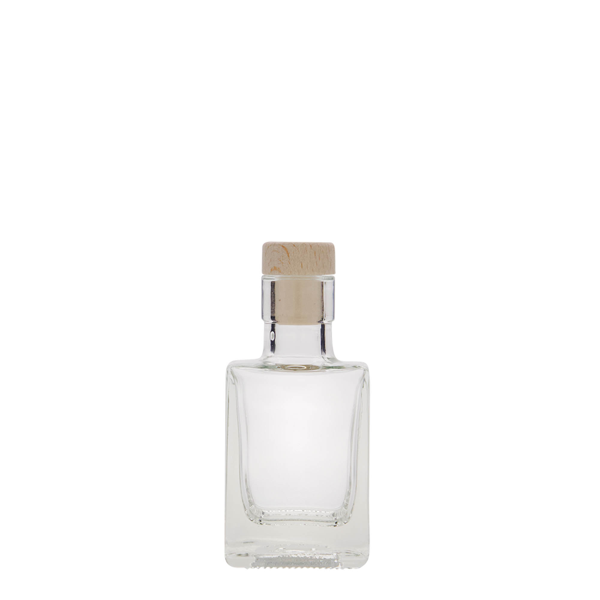 Frasco de vidro de 50 ml 'Cube', quadrado, boca: cortiça Frasco de vidro de 50 ml 'Cube', quadrado, boca: cortiça