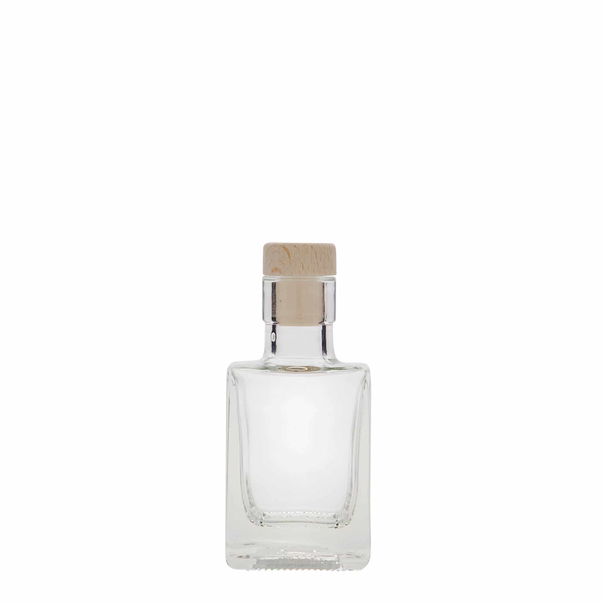 Frasco de vidro de 50 ml 'Cube', quadrado, boca: cortiça