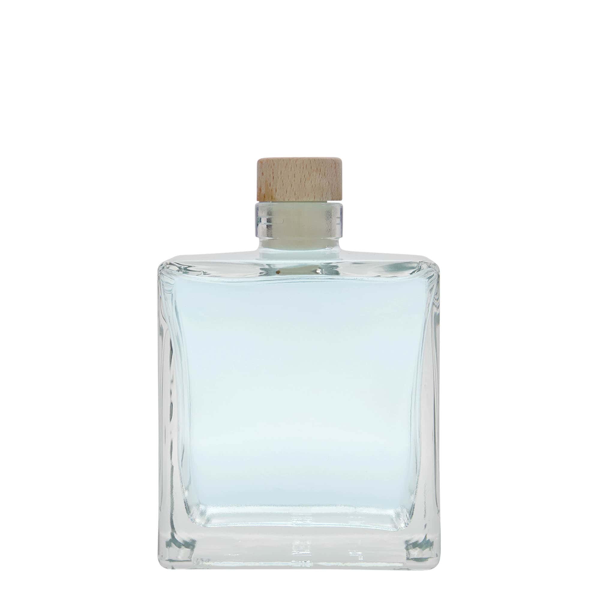 500 ml Garrafa de vidro 'Cube', quadrada, boca: Cortiça