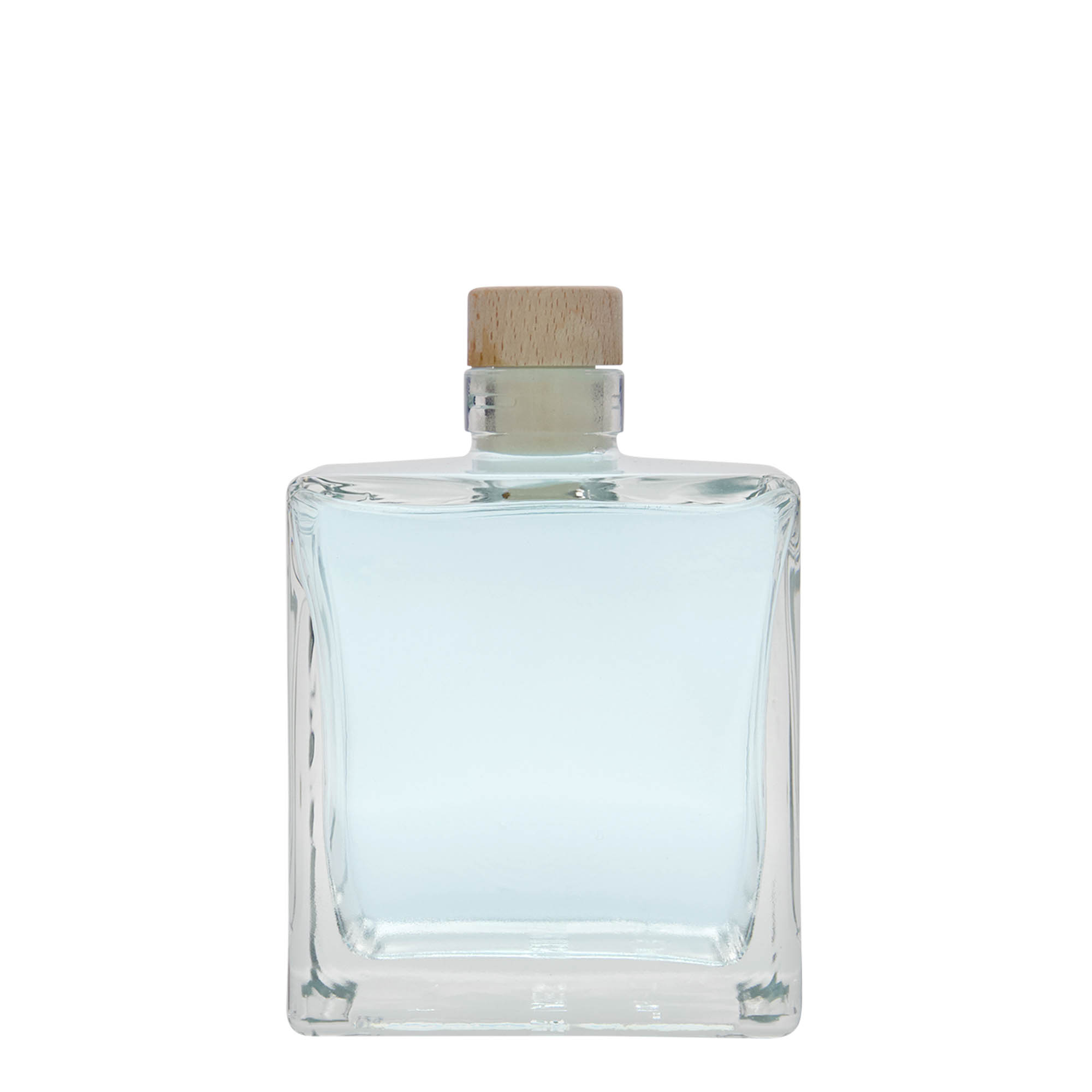 Garrafa de vidro de 500 ml 'Cube', quadrada, bocal: cortiça