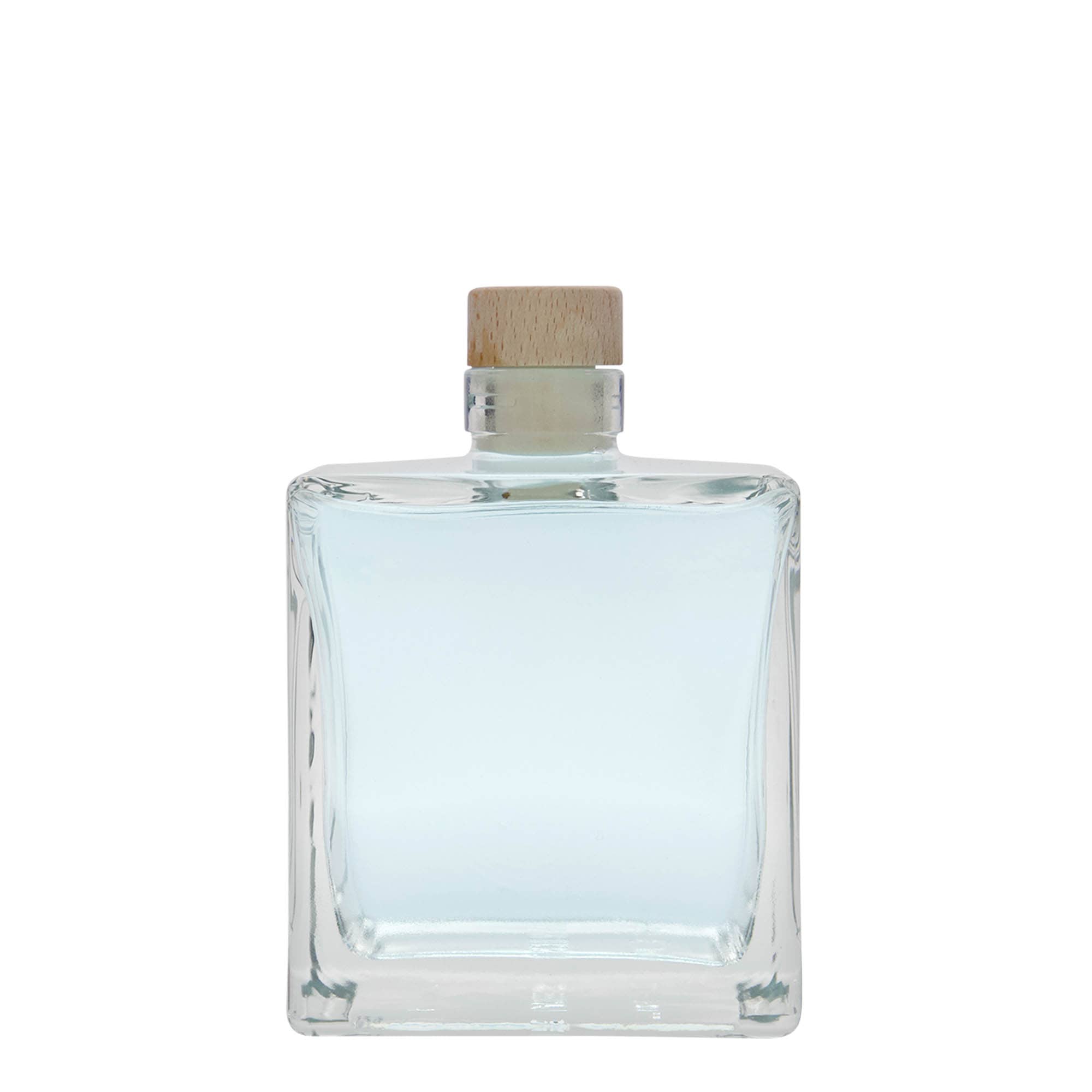 Garrafa de vidro de 500 ml 'Cube', quadrada, bocal: cortiça