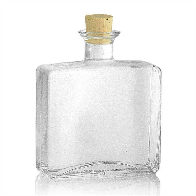 Garrafa de vidro de 500 ml 'Julia', retangular, boca: cortiça