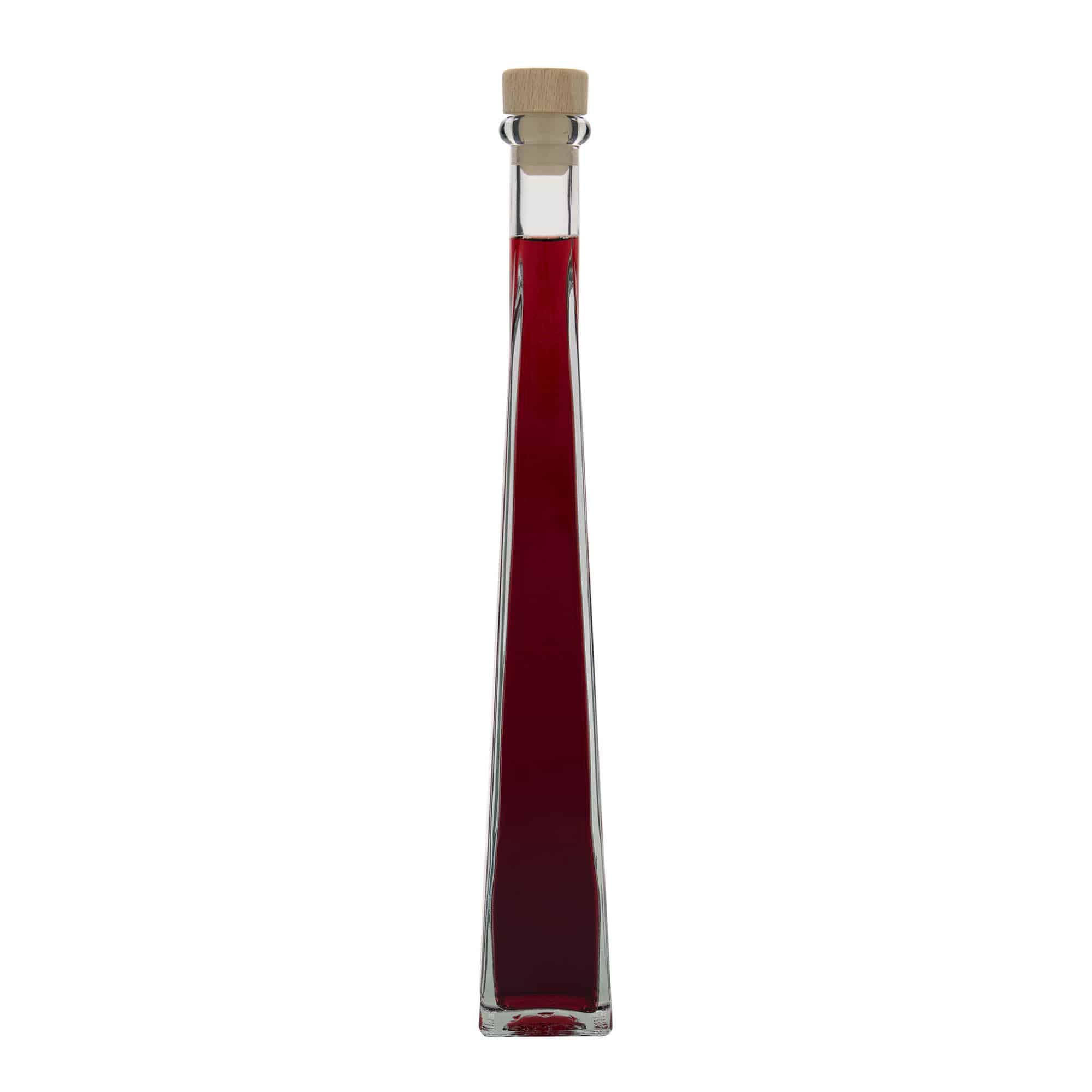 Garrafa de vidro de 200 ml 'Dama Quadrato', quadrada, bocal: cortiça