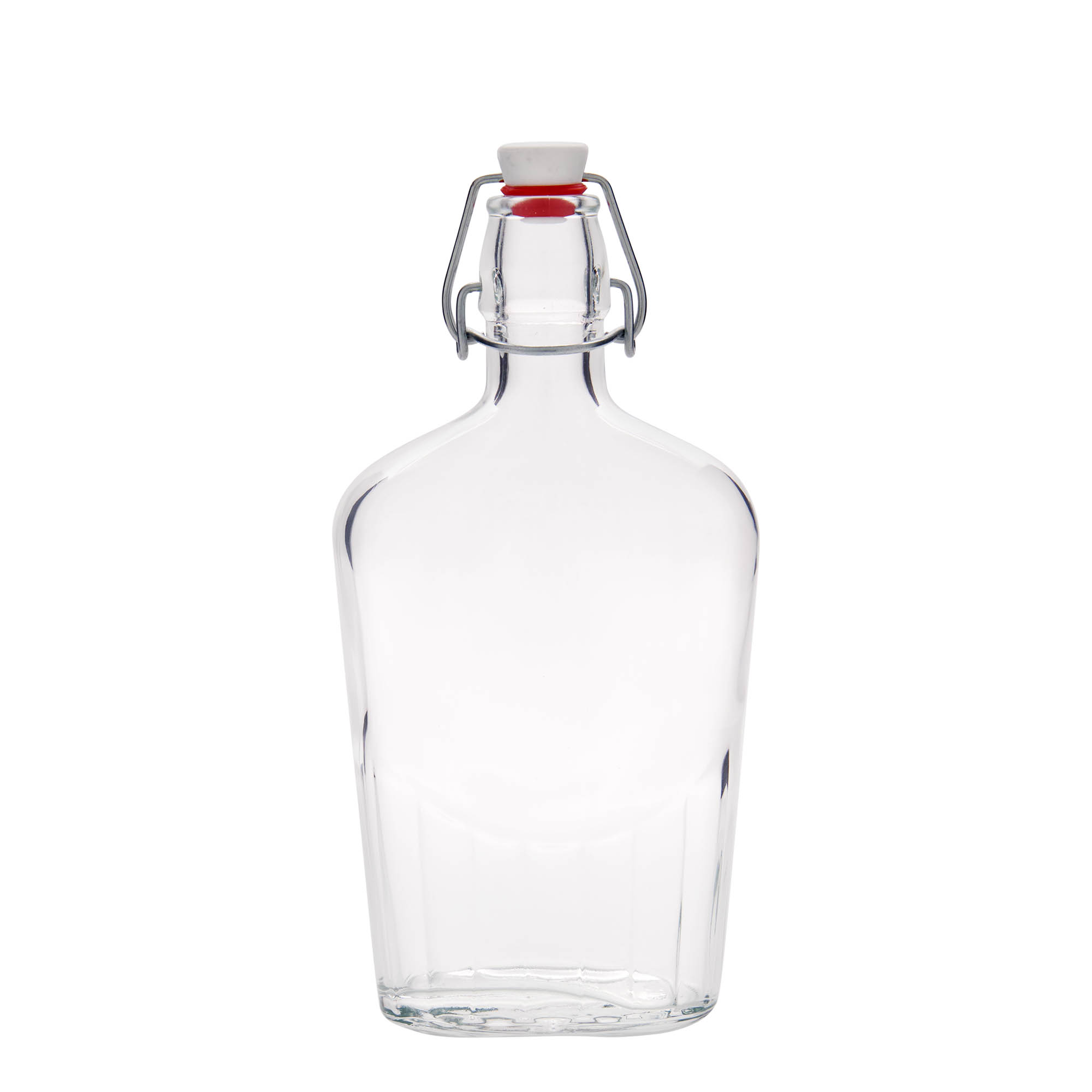Garrafa de vidro de 500 ml 'Fiaschetta', oval, boca: fecho de alavanca Garrafa de vidro de 500 ml 'Fiaschetta', oval, boca: fecho de alavanca