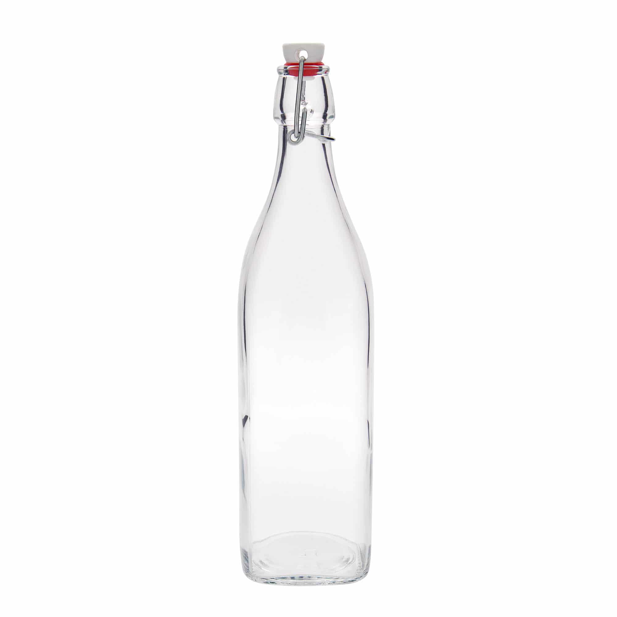 1000 ml Garrafa de vidro 'Swing', quadrada, boca: Tampa mecânica 1000 ml Garrafa de vidro 'Swing', quadrada, boca: Tampa mecânica