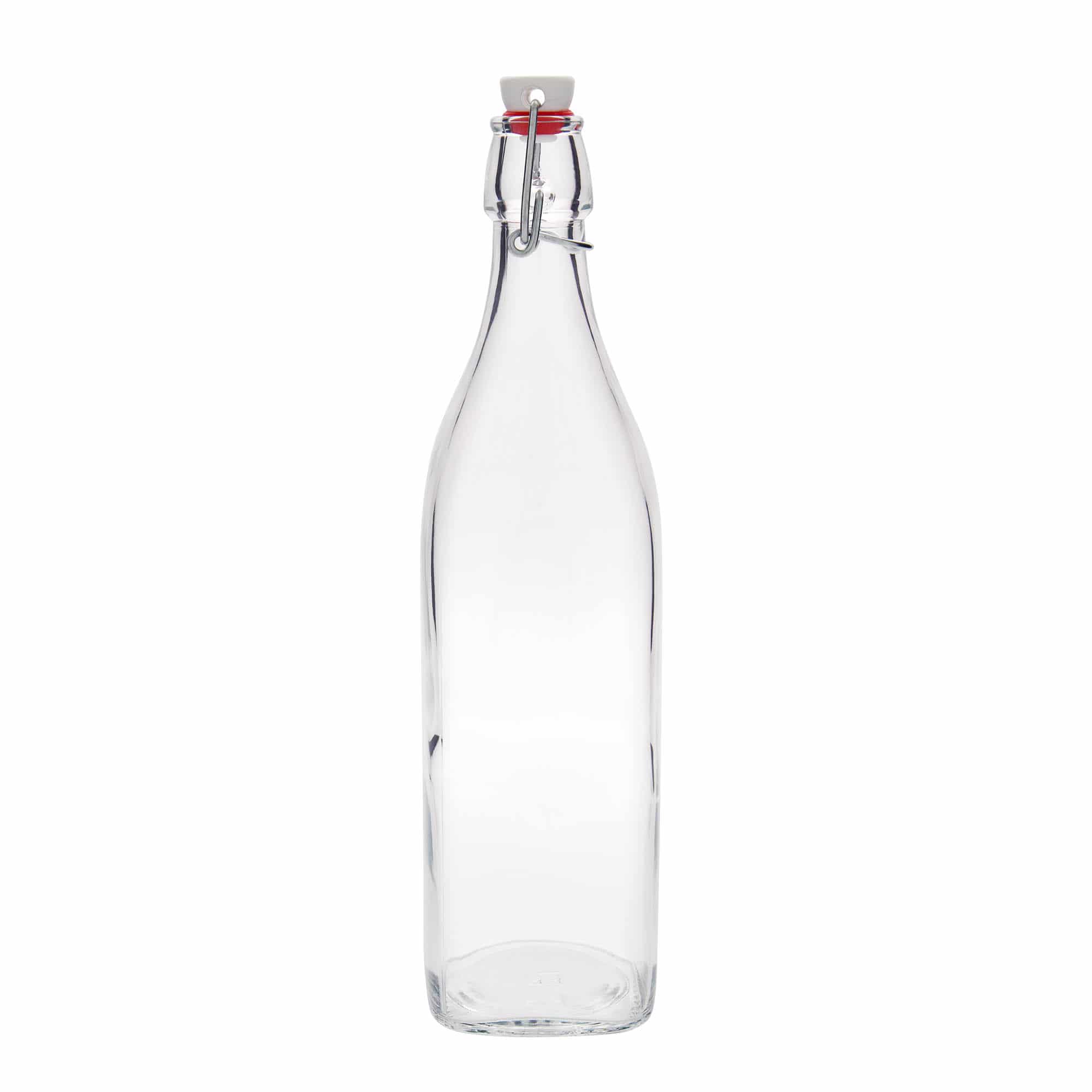 Garrafa de vidro 1.000 ml 'Swing', quadrada, boca: fecho de mola