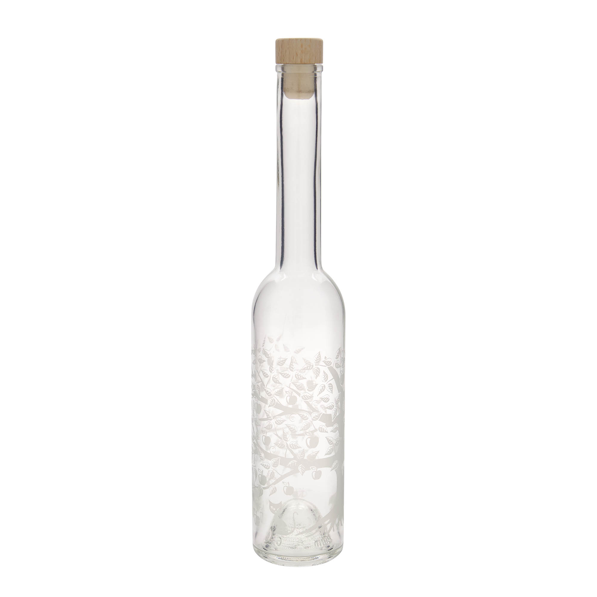 Garrafa de vidro de 350 ml 'Ópera', motivo: macieira, boca: cortiça Garrafa de vidro de 350 ml 'Ópera', motivo: macieira, boca: cortiça