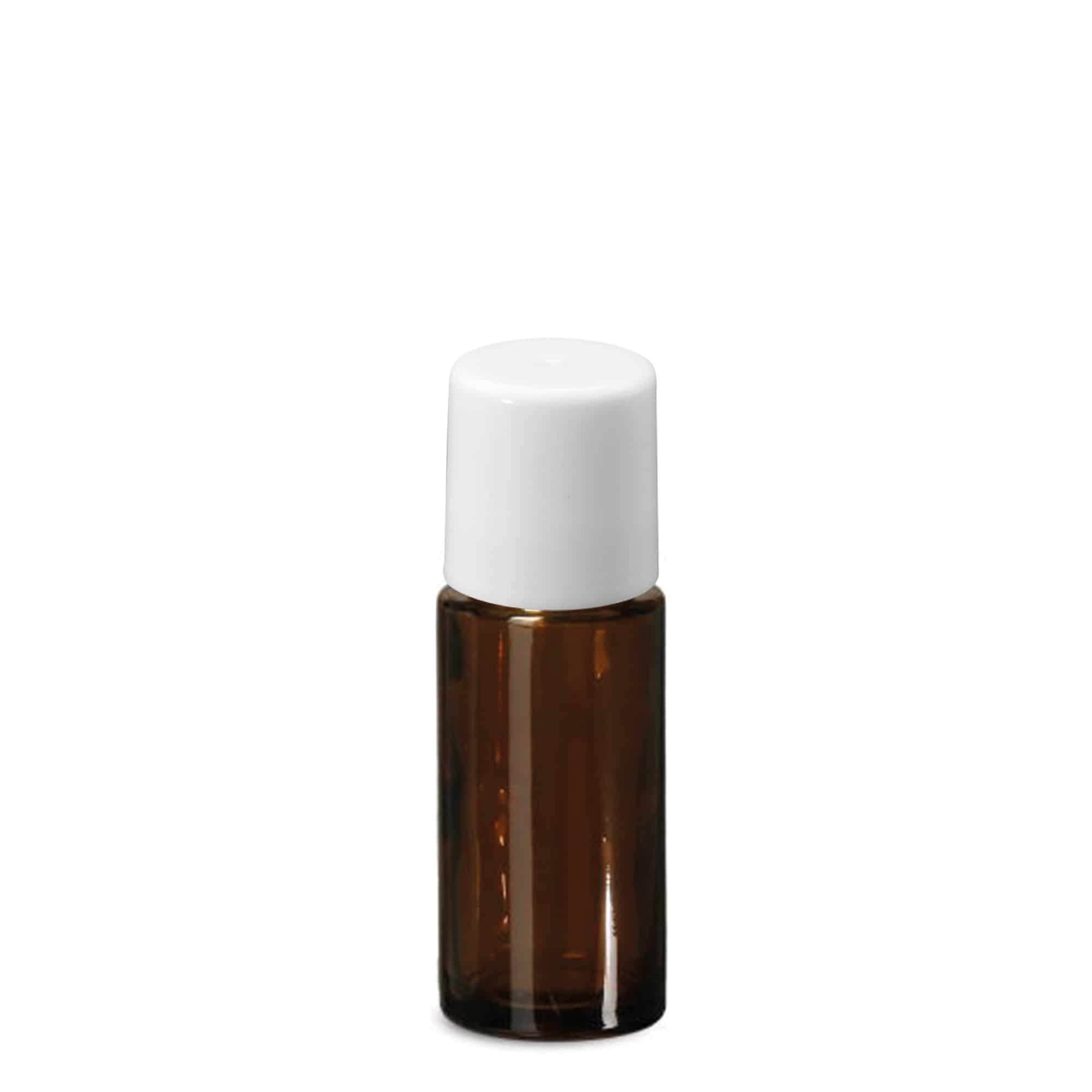 Frasco roll-on de 50 ml, vidro, castanho, abertura: tampa de rosca