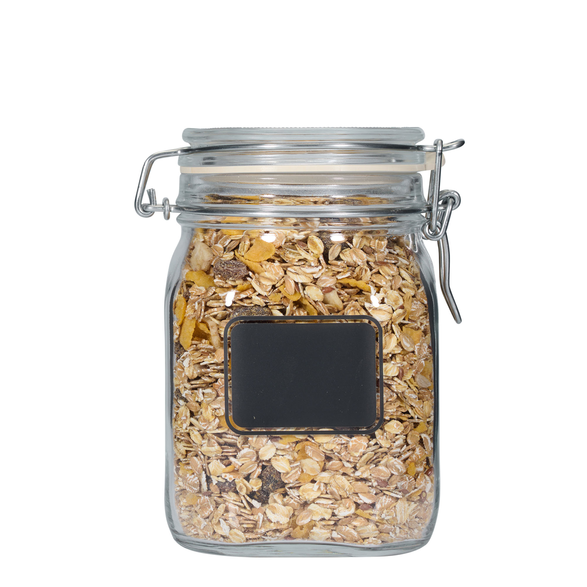 1.000 ml Frasco de vidro com fecho de arame 'Fido', motivo: campo para etiqueta, quadrado, boca: fecho de arame 1.000 ml Frasco de vidro com fecho de arame 'Fido', motivo: campo para etiqueta, quadrado, boca: fecho de arame