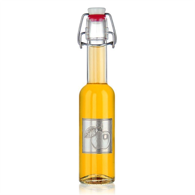 Etiqueta de estanho 'Maçã', quadrada, metal, prata