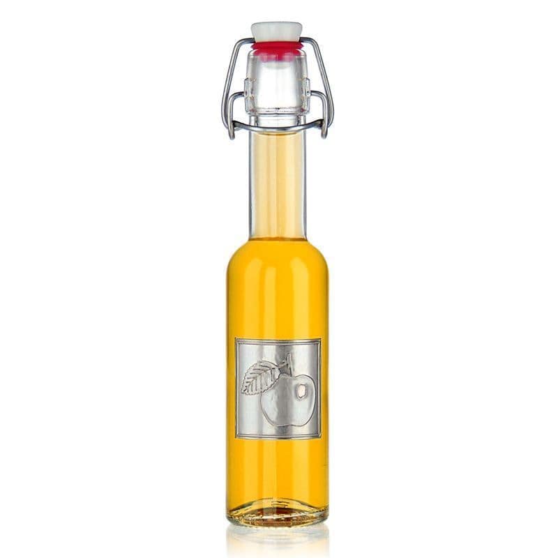 Etiqueta de estanho 'Maçã', quadrada, metal, prata Etiqueta de estanho 'Maçã', quadrada, metal, prata