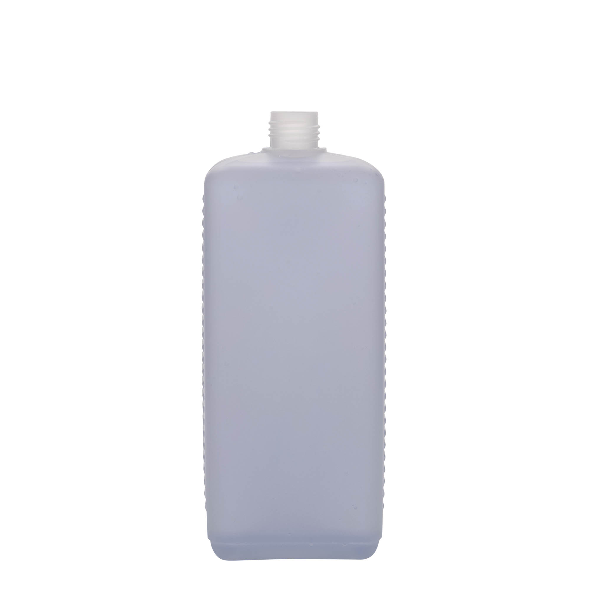 1000 ml Garrafa Bidão, retangular, plástico PEAD, transparente, boca: DIN 25 EPE