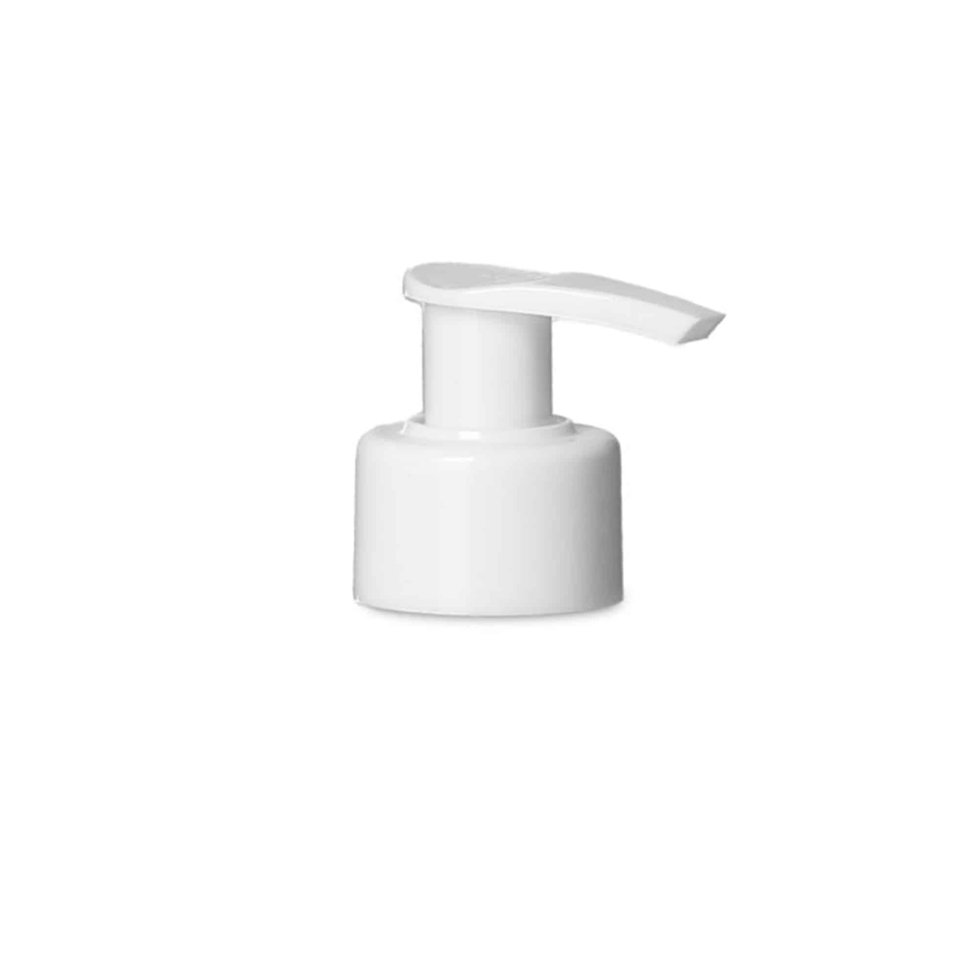 Tampa de rosca com bomba dosadora, plástico PP branco, para bocal: PP 28 Tampa de rosca com bomba dosadora, plástico PP branco, para bocal: PP 28