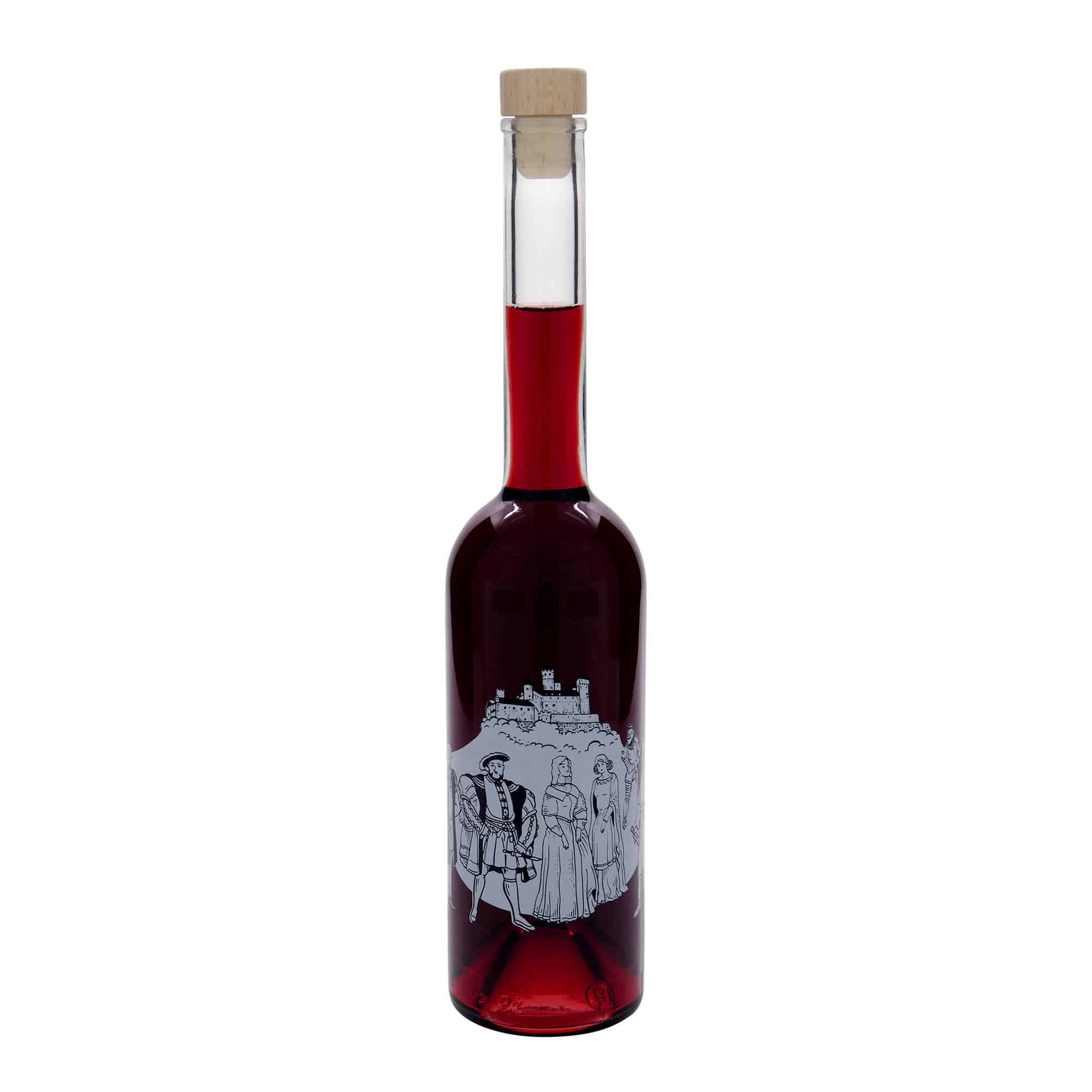 500 ml Garrafa de vidro 'Opera', Motivo: Idade Média, boca: Cortiça