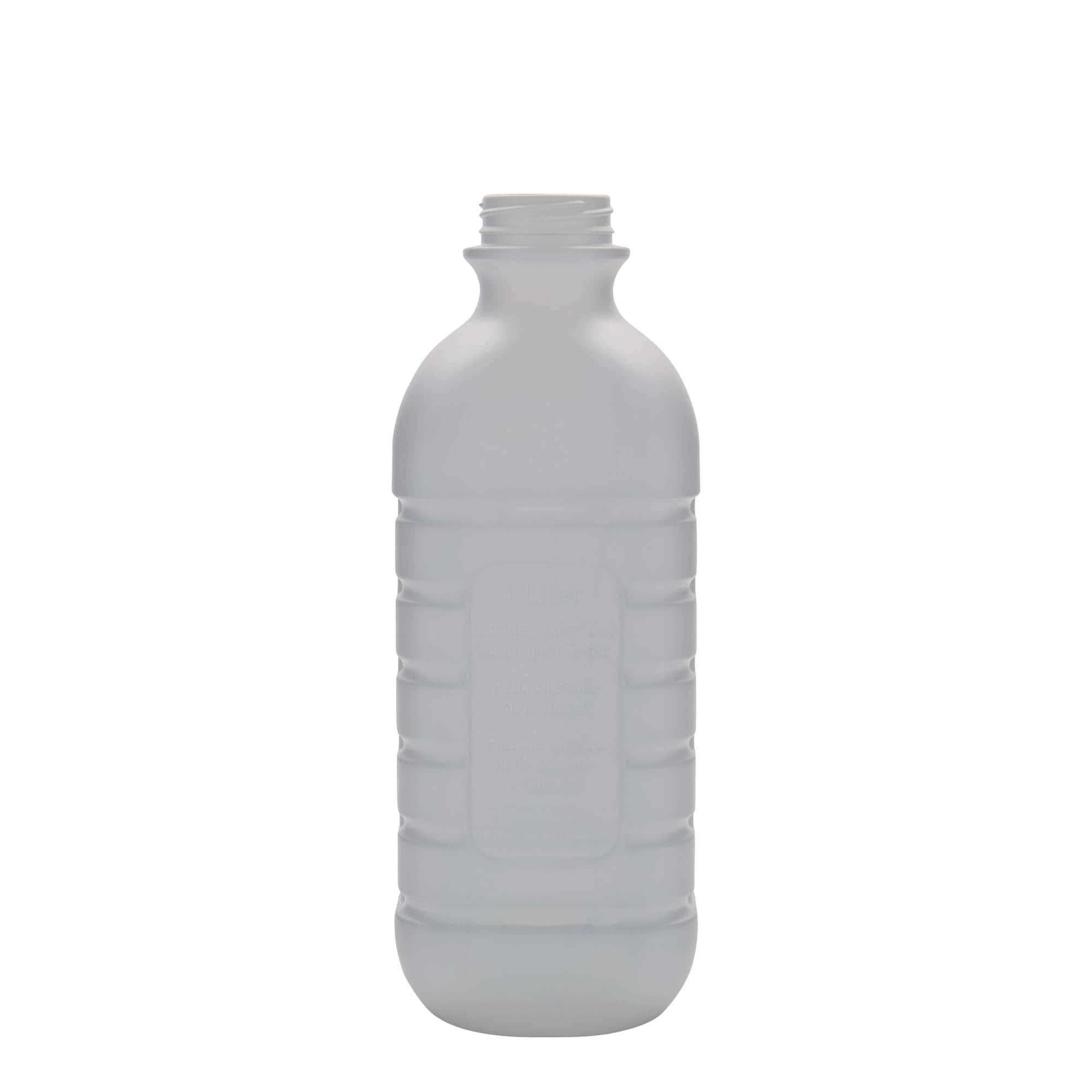 1.000 ml garrafa de leite, retangular, plástico HDPE, branca, abertura: PEHD40