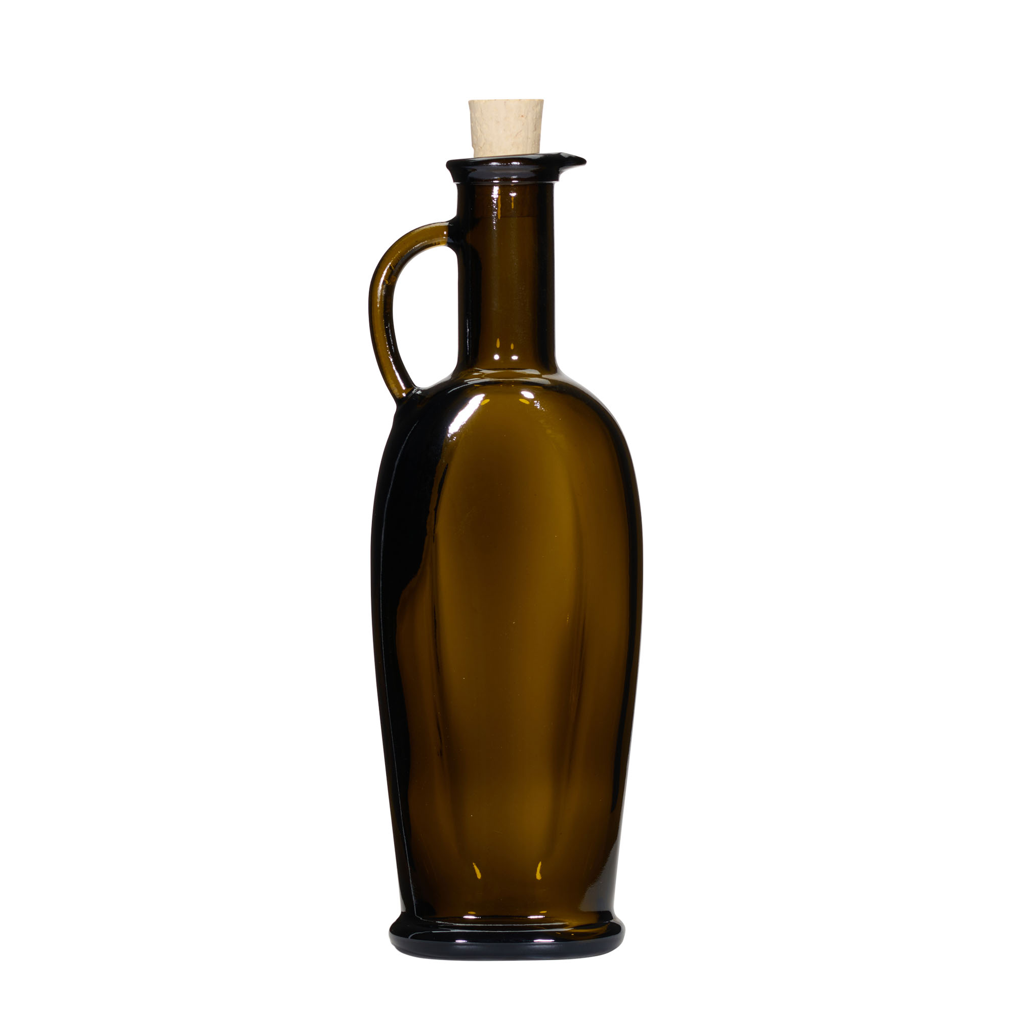 Frasco de vidro 250 ml 'Eleganta', oval, verde antigo, boca: cortiça Frasco de vidro 250 ml 'Eleganta', oval, verde antigo, boca: cortiça