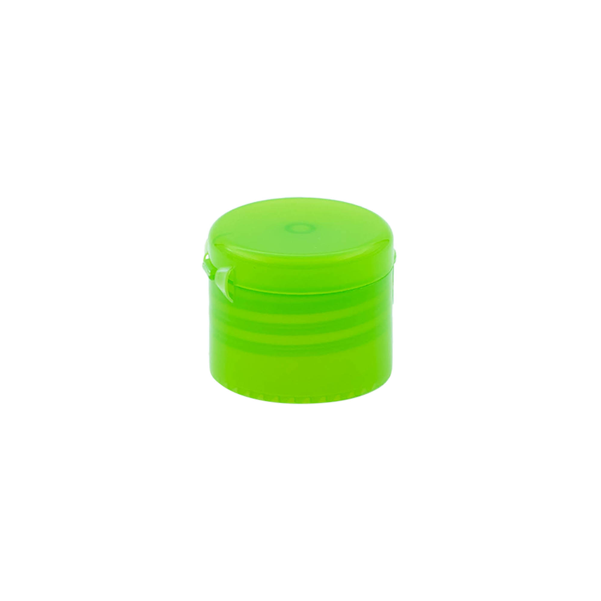 Tampa de rosca com dobradiça articulada, plástico PP, verde, para bocal: 24/410 Tampa de rosca com dobradiça articulada, plástico PP, verde, para bocal: 24/410