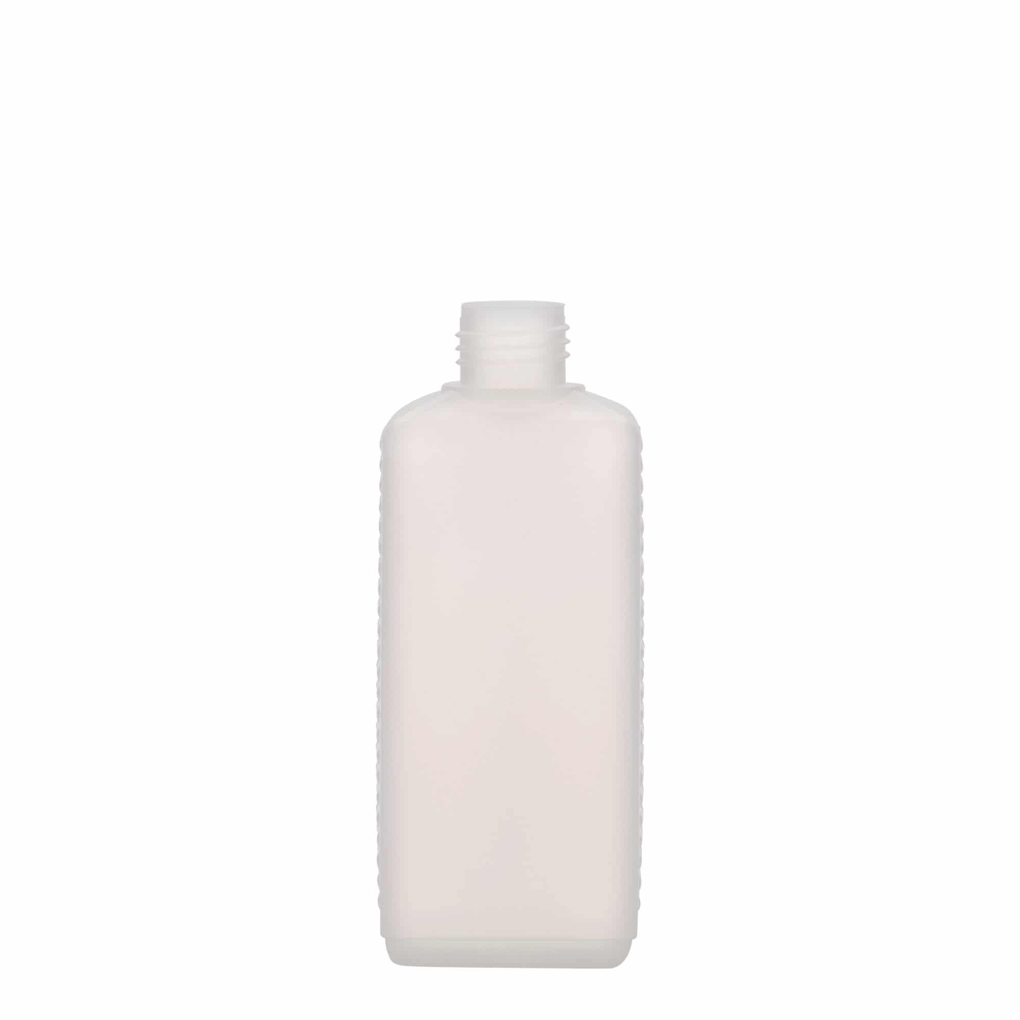250 ml Garrafa Bidão, retangular, plástico PEAD, transparente, boca: DIN 25 EPE 250 ml Garrafa Bidão, retangular, plástico PEAD, transparente, boca: DIN 25 EPE