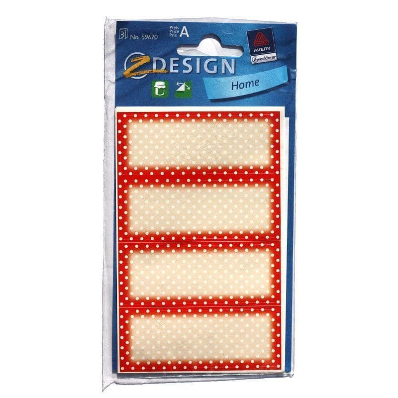 Etiquetas com formas 'Red dot', retangular, papel, vermelho