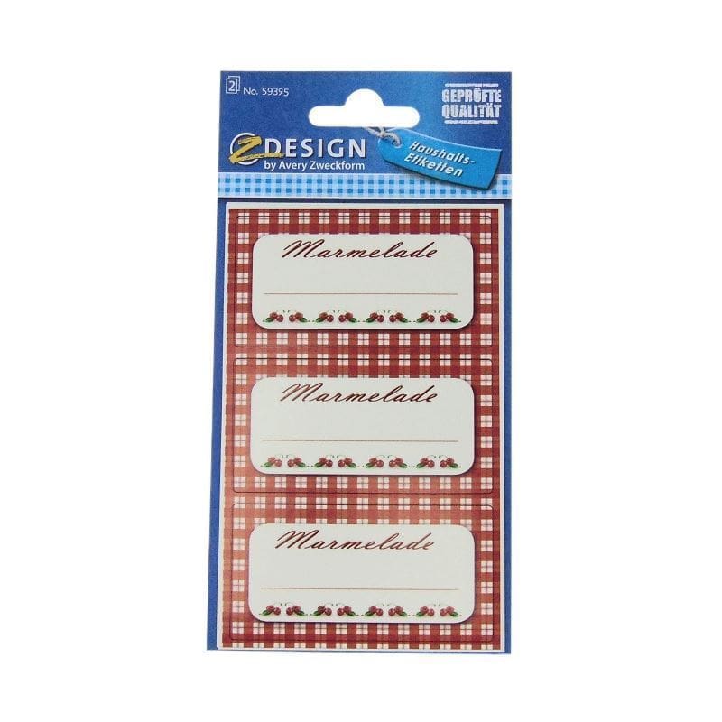 Zweckform Etiquetas 'Marmelade quadriculado', retangular, papel, vermelho