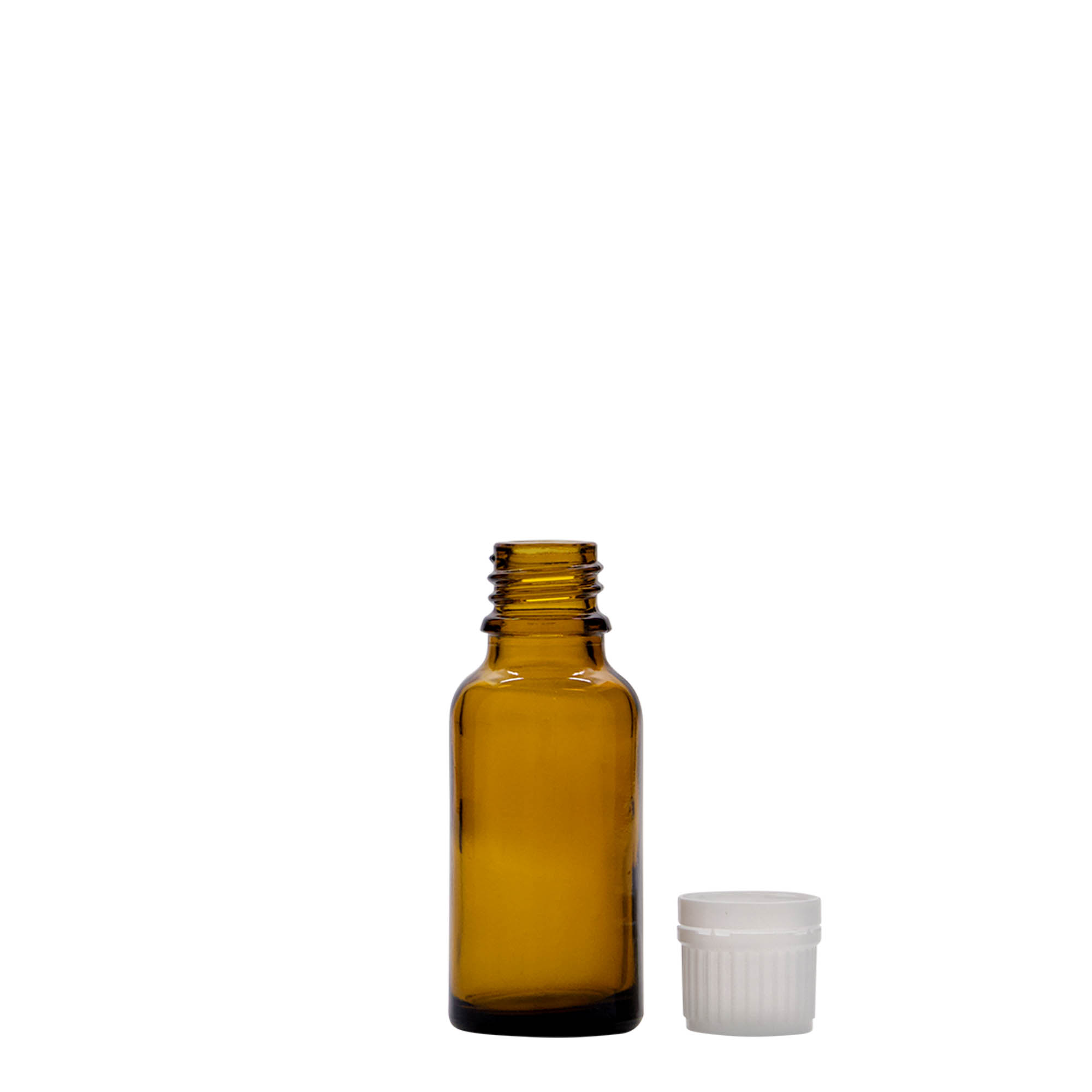 Frasco medicinal de 20 ml, vidro castanho, bocal: DIN 18 Frasco medicinal de 20 ml, vidro castanho, bocal: DIN 18