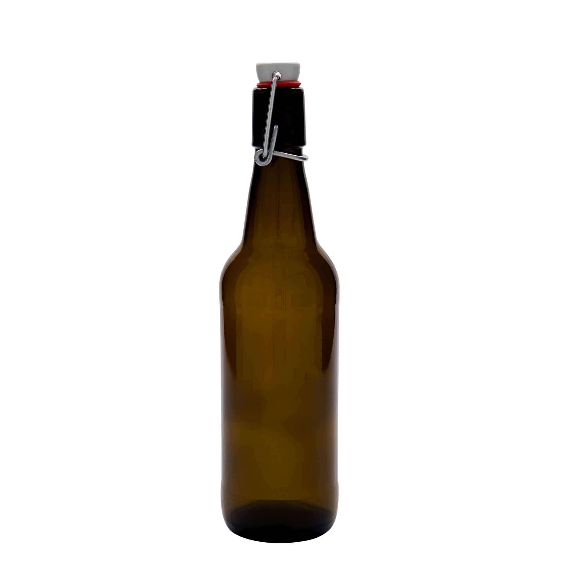 Garrafa de cerveja de 500 ml, vidro, castanha, boca: fecho de mola