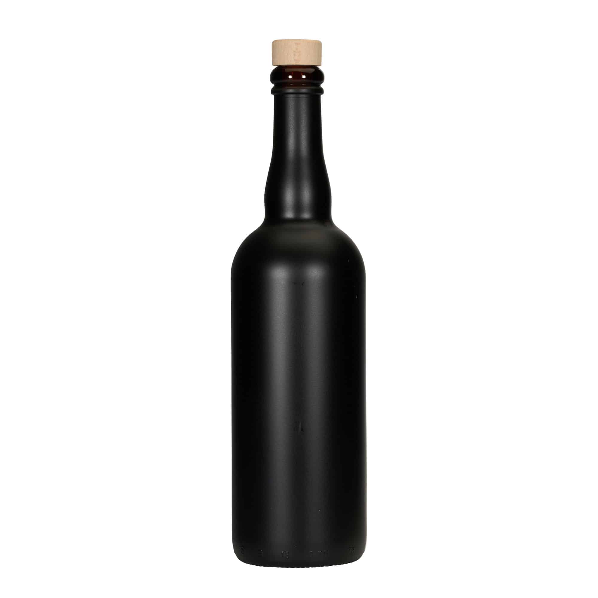 Garrafa de cerveja 750 ml Bélgica, vidro, preto, boca: cortiça