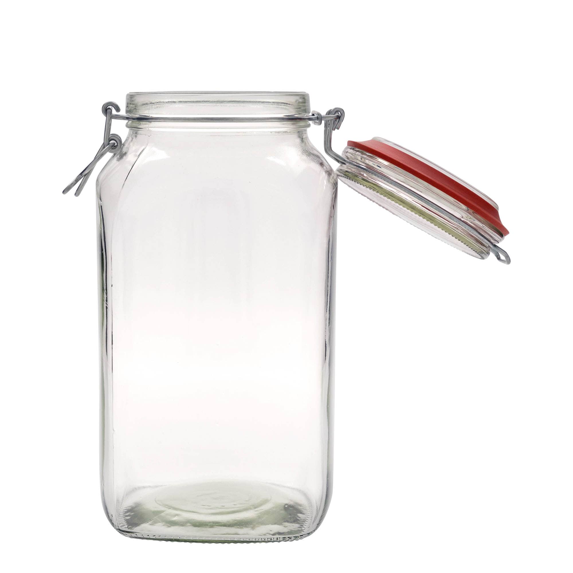 Frasco de vidro com fecho de arame 2.590 ml #, quadrado, boca: fecho de arame