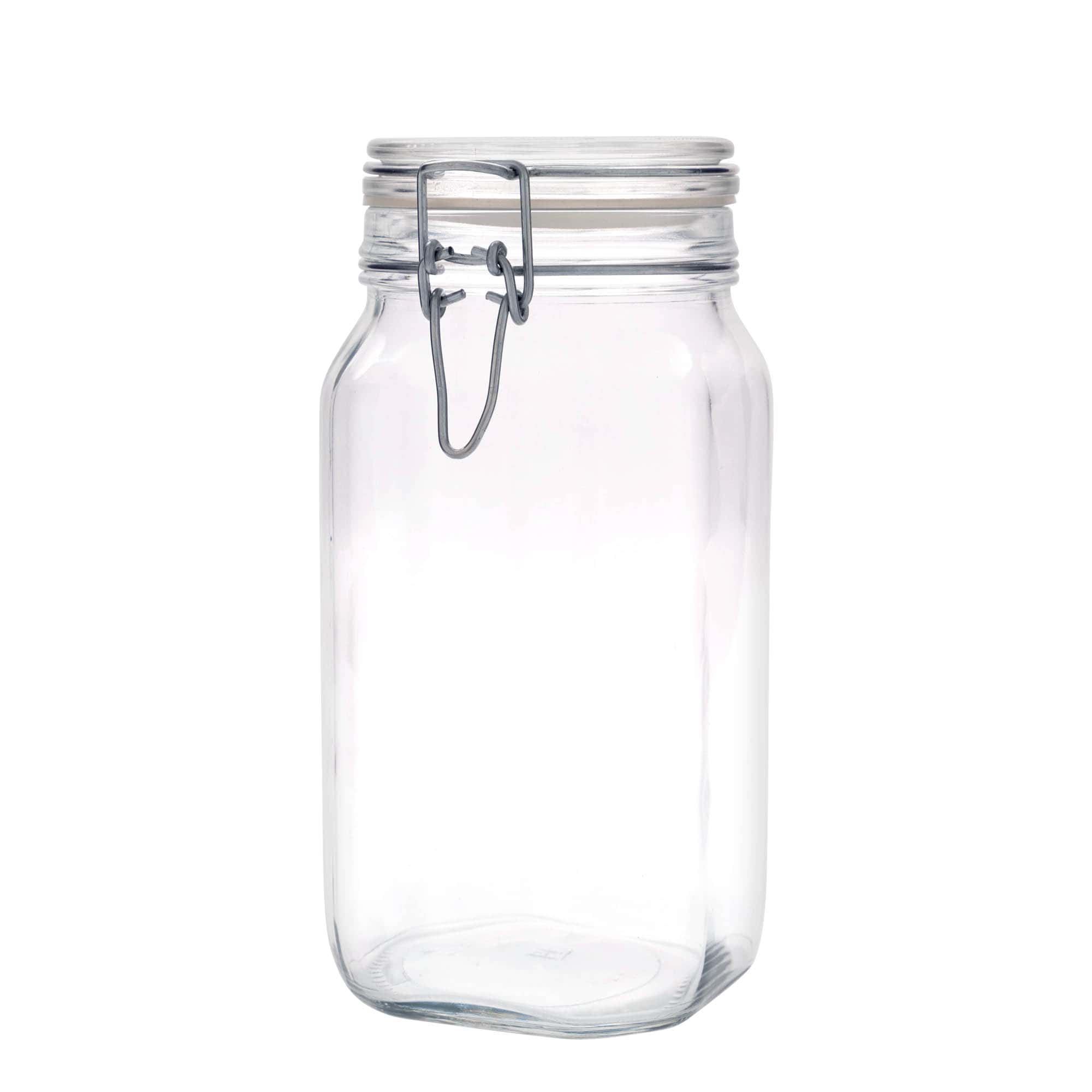 1.500 ml frasco de vidro com fecho de mola 'Fido', quadrado, boca: fecho de mola